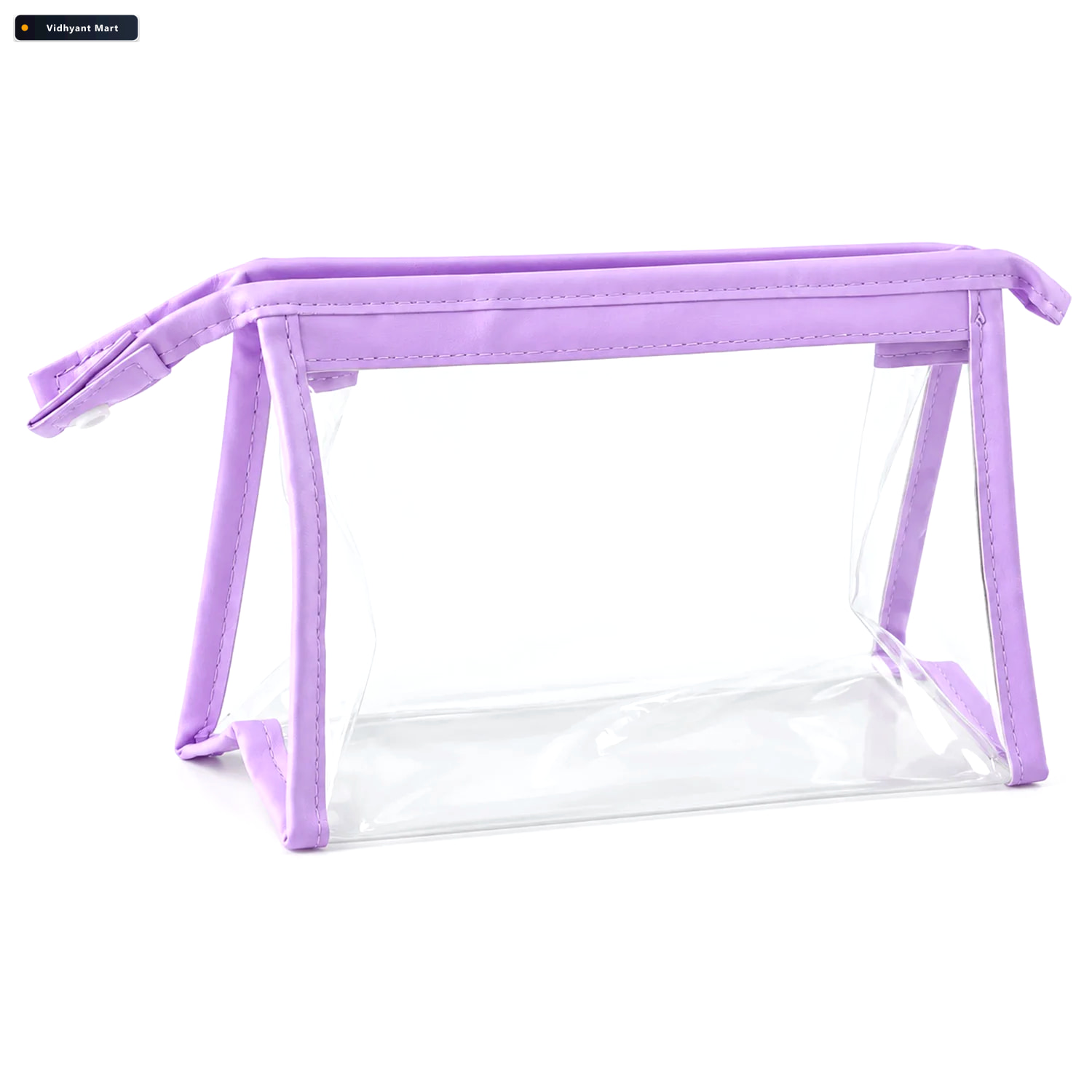 Vidhyant Mart Transparent Pvc Zipper Pouch With Purple Trim For 4