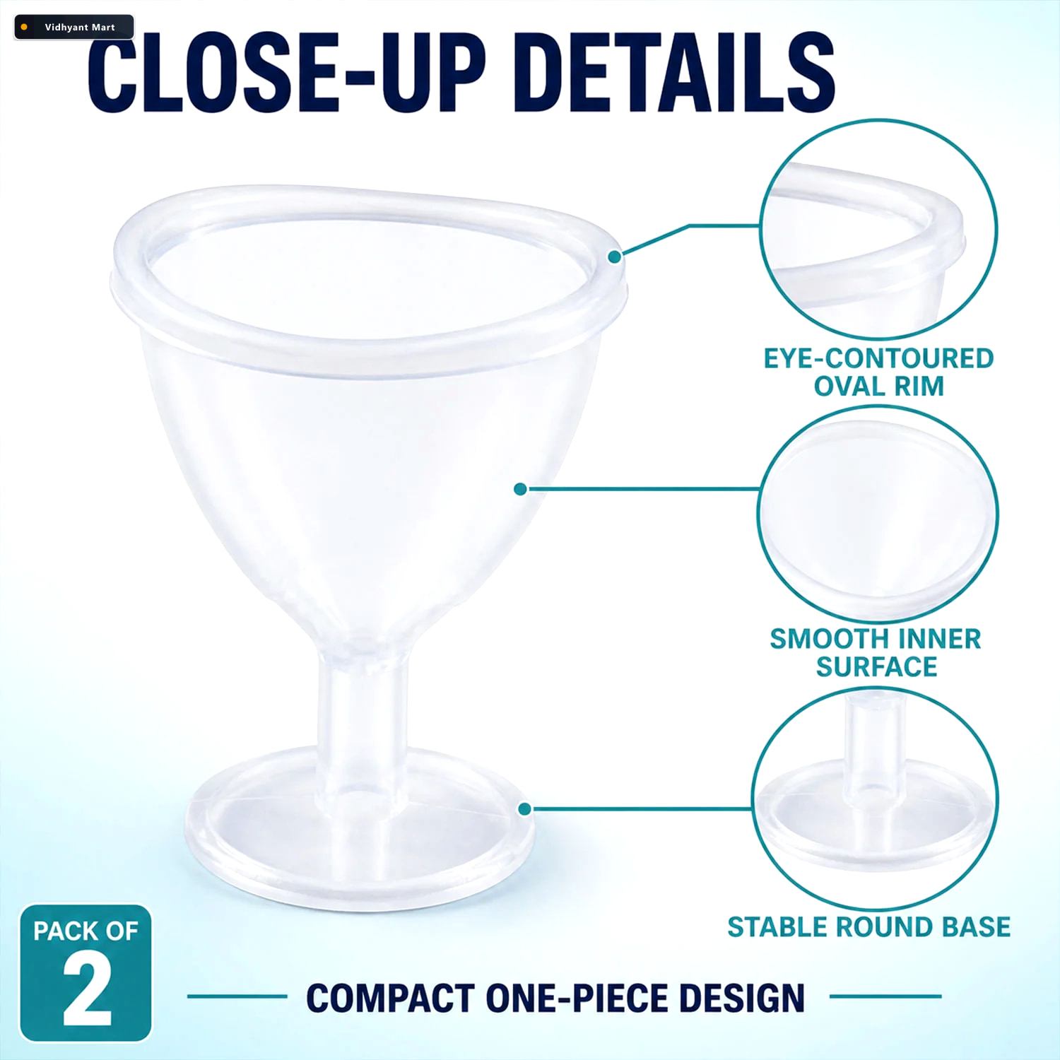 Vidhyant Mart Transparent Reusable Eye Wash Cup Set With Contour 3