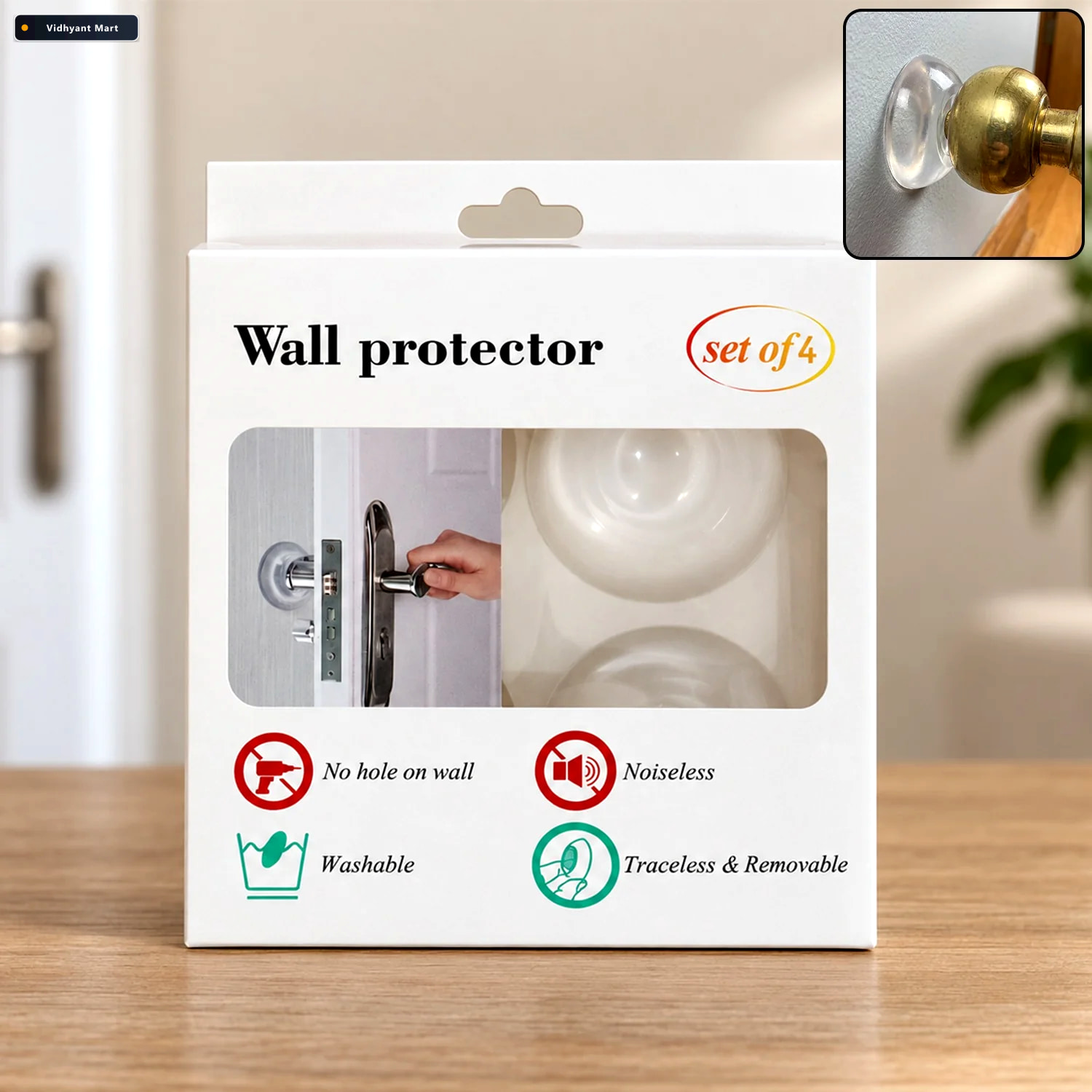 Vidhyant Mart Transparent Silicone Door Handle Bumper Wall Prote 1