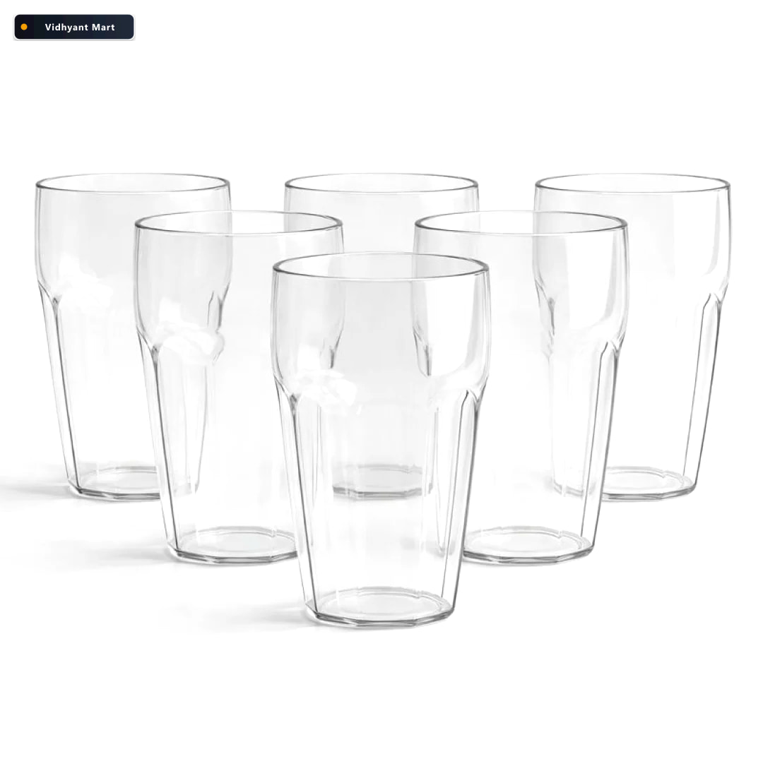 Vidhyant Mart Transparent Smoothie Glass Set 6 Durable 300ml Tum 4