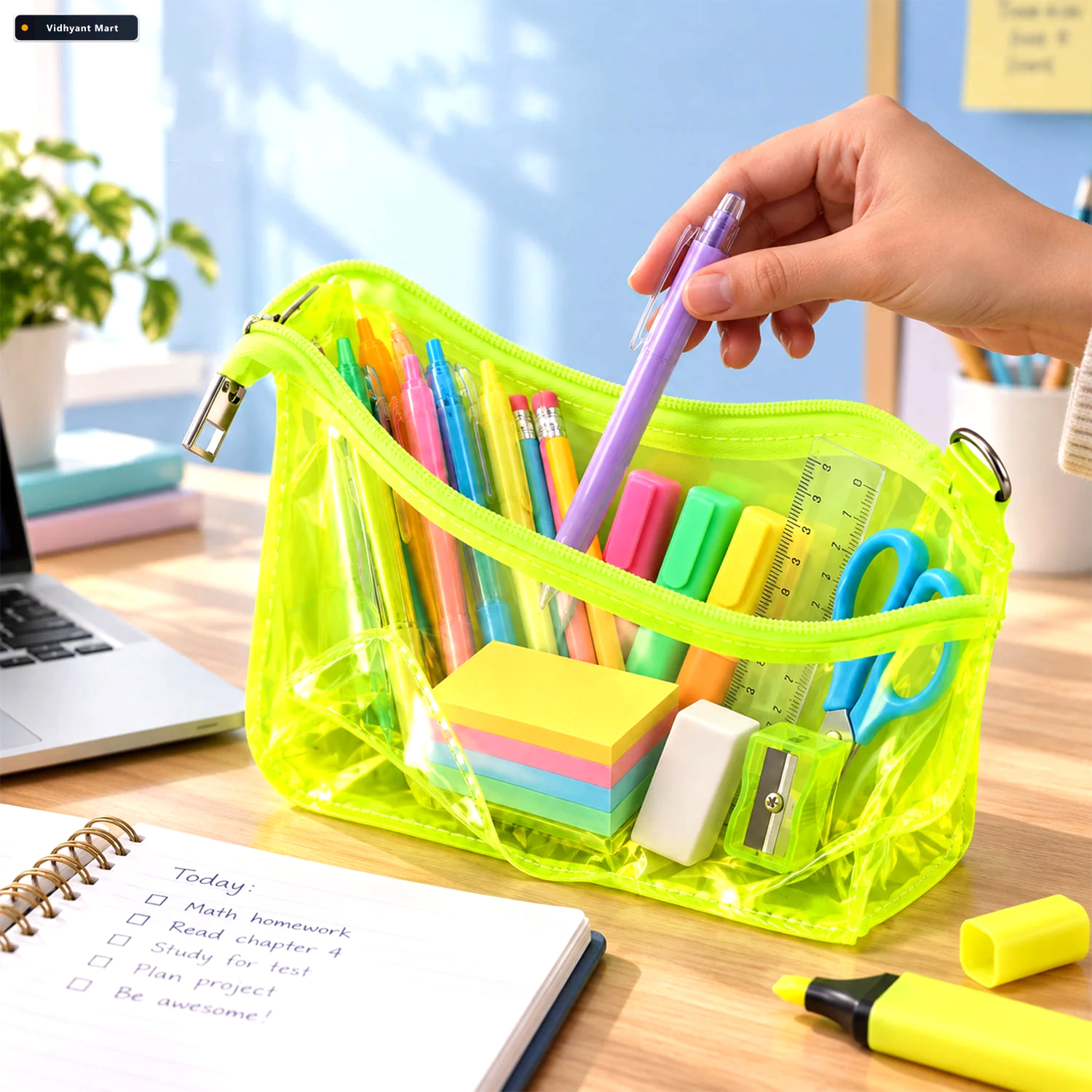 Vidhyant Mart Transparent Stationery Pouch With Dual Zips For Pe 2