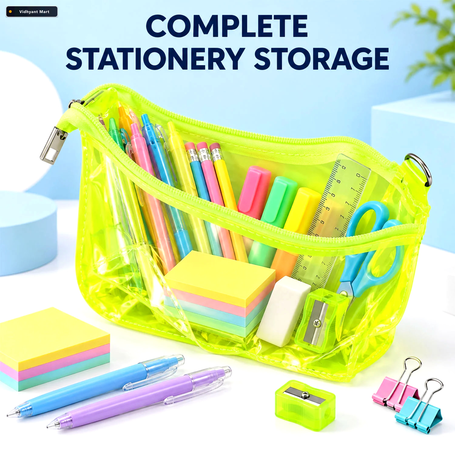 Vidhyant Mart Transparent Stationery Pouch With Dual Zips For Pe 3