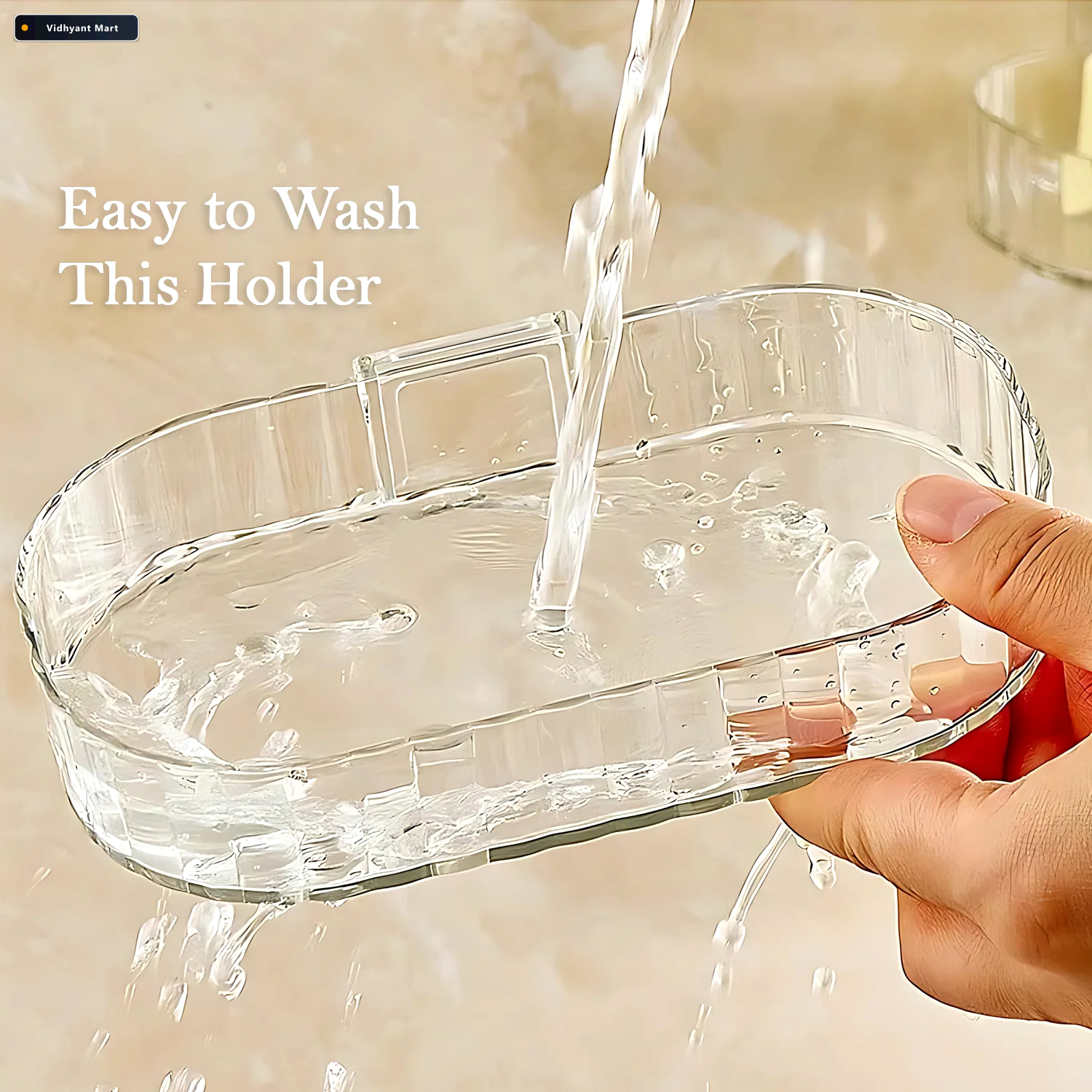 Vidhyant Mart Transparent Wall Mounted Soap Dish Holder Self Adh 3