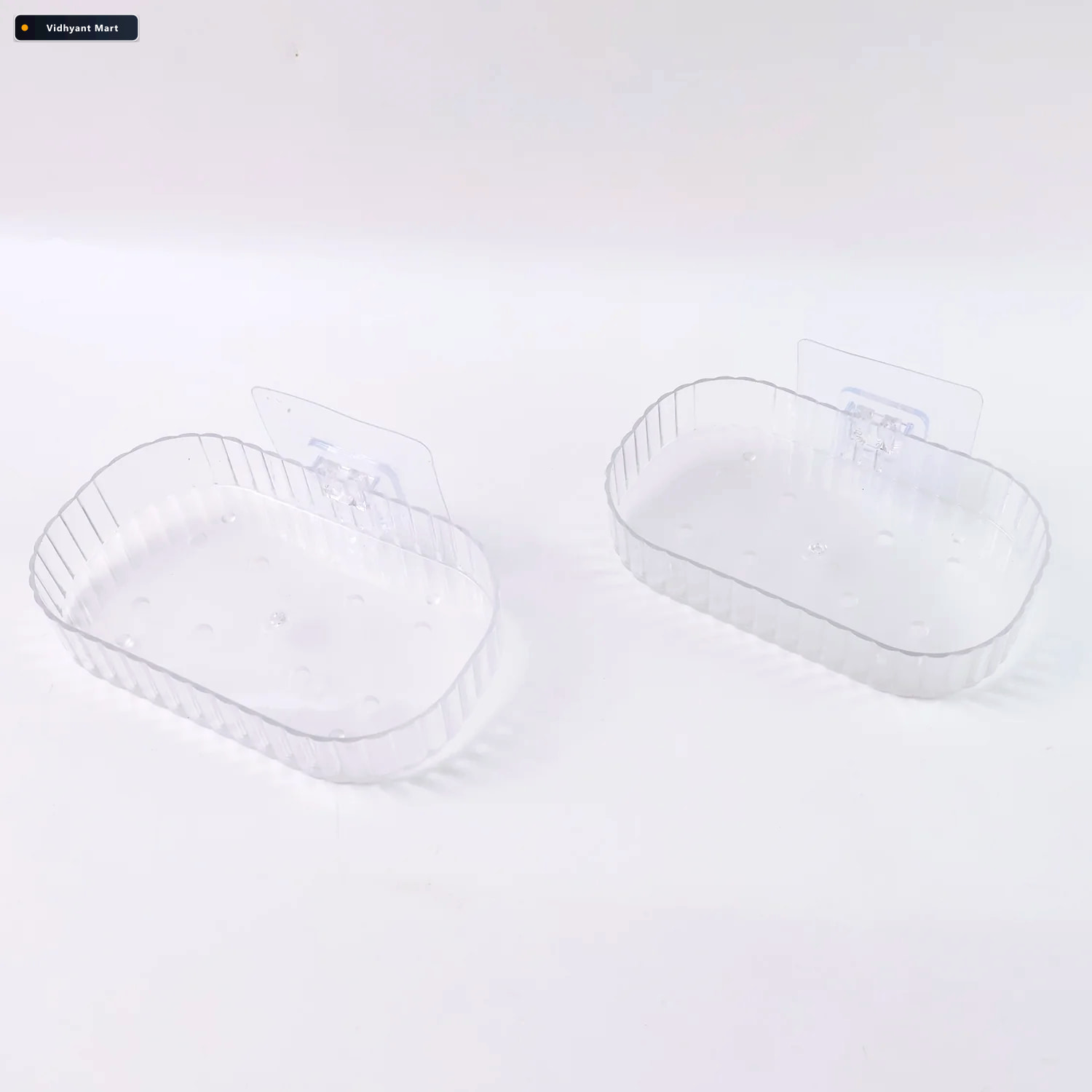 Vidhyant Mart Transparent Wall Mounted Soap Dish Holder Self Adh 4