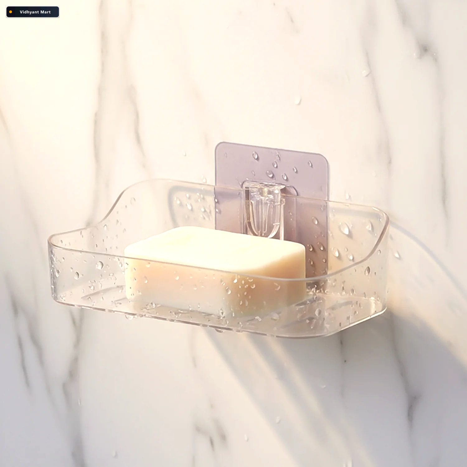 Vidhyant Mart Transparent Wall Mounted Soap Dish Set Space Savin 2