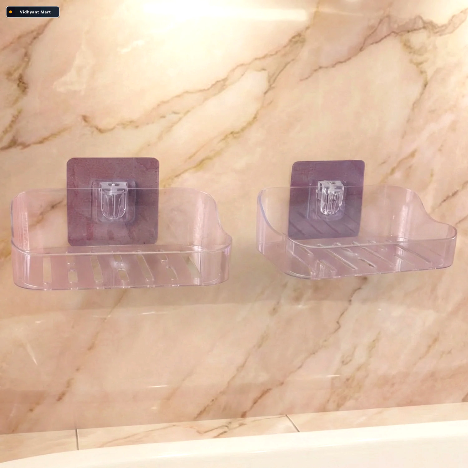 Vidhyant Mart Transparent Wall Mounted Soap Dish Set Space Savin 3