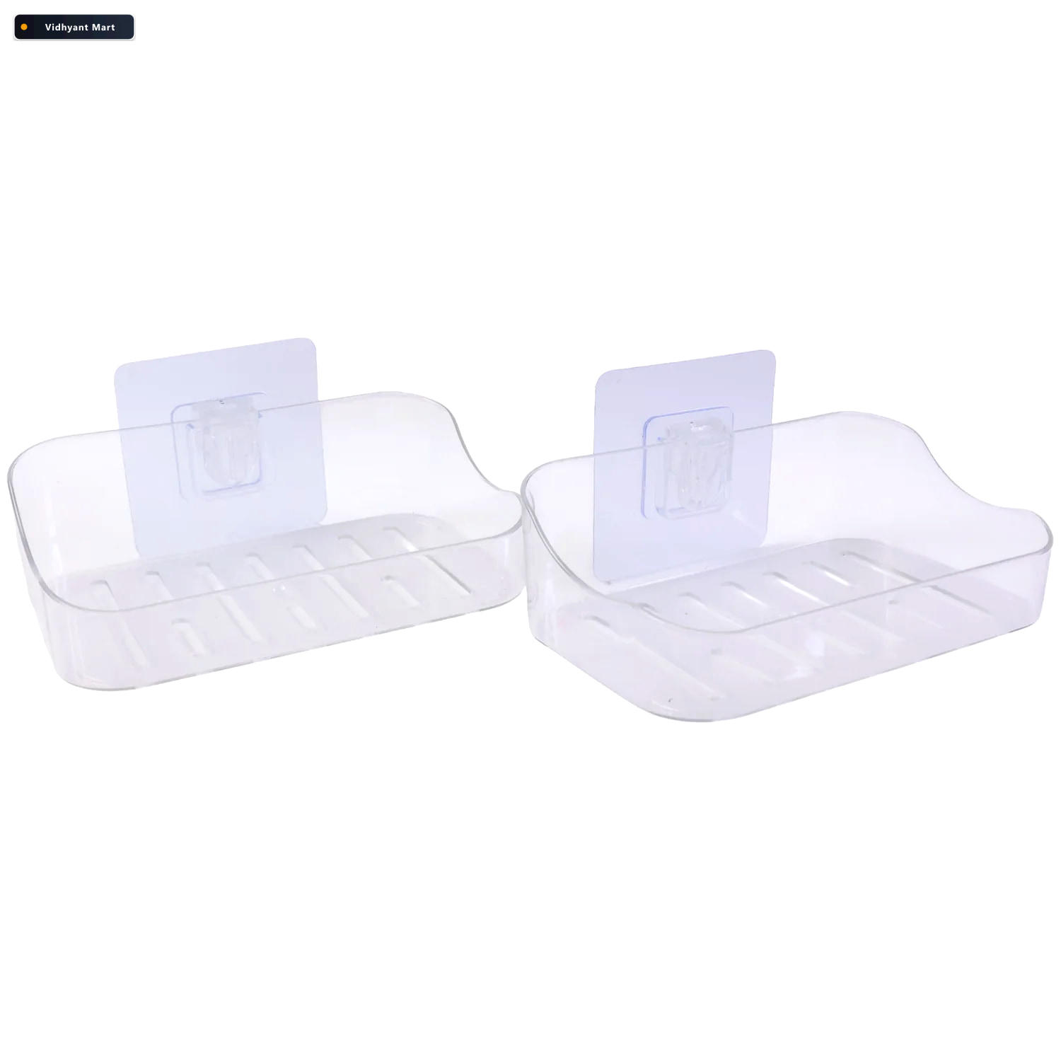 Vidhyant Mart Transparent Wall Mounted Soap Dish Set Space Savin 4