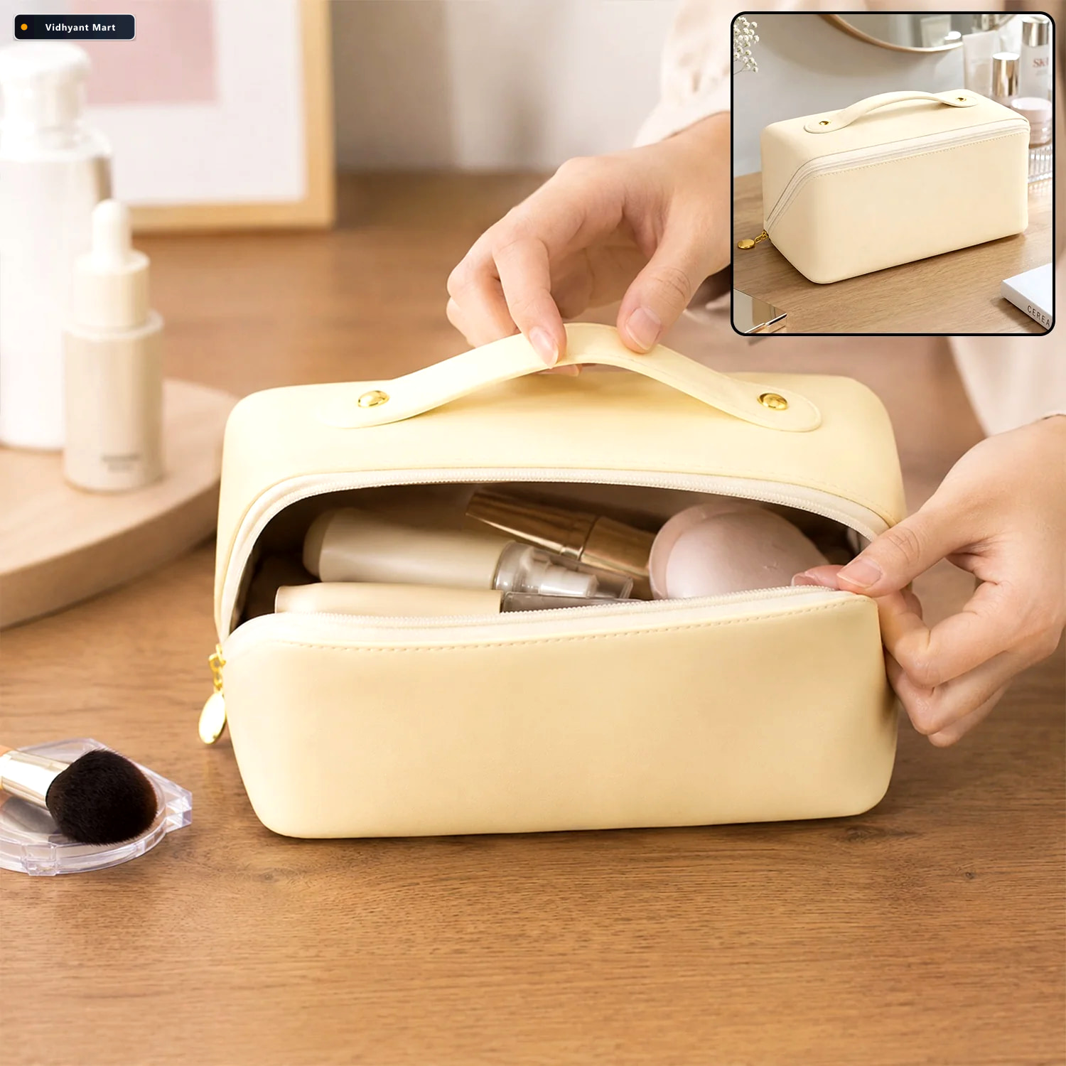 Vidhyant Mart Travel Makeup Organizer Waterproof Compact Cosmeti 1