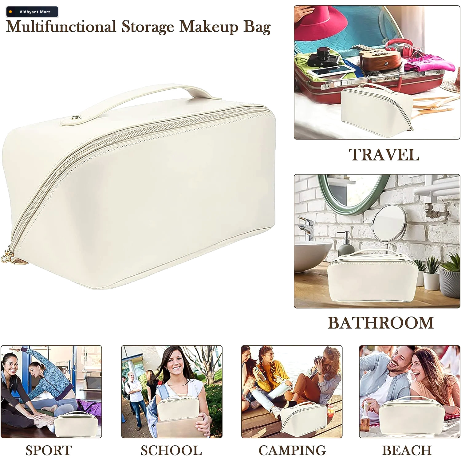Vidhyant Mart Travel Makeup Organizer Waterproof Compact Cosmeti 2