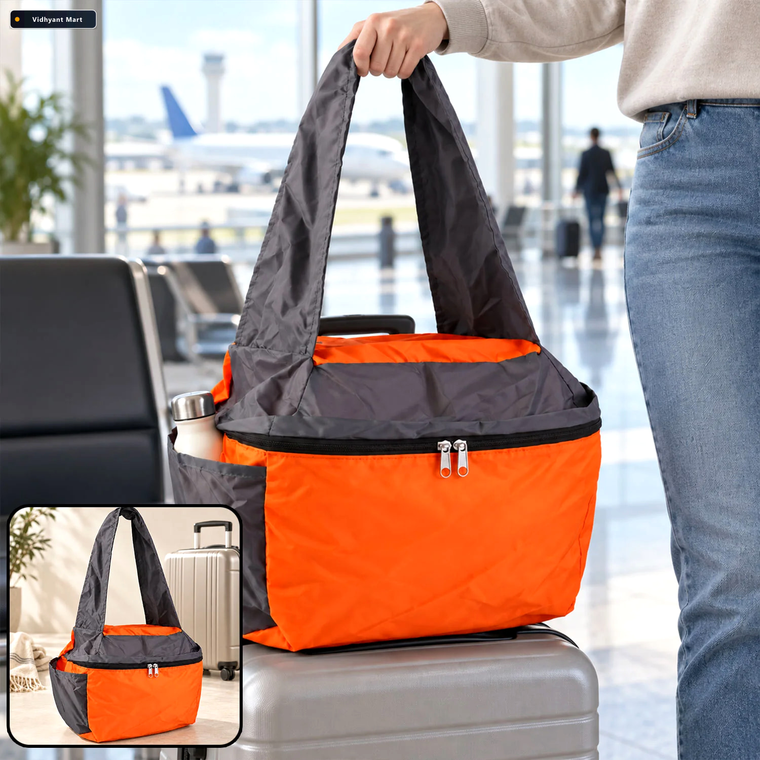 Vidhyant Mart Travel Tote Carry Bag With Double Zippers And Shou 1