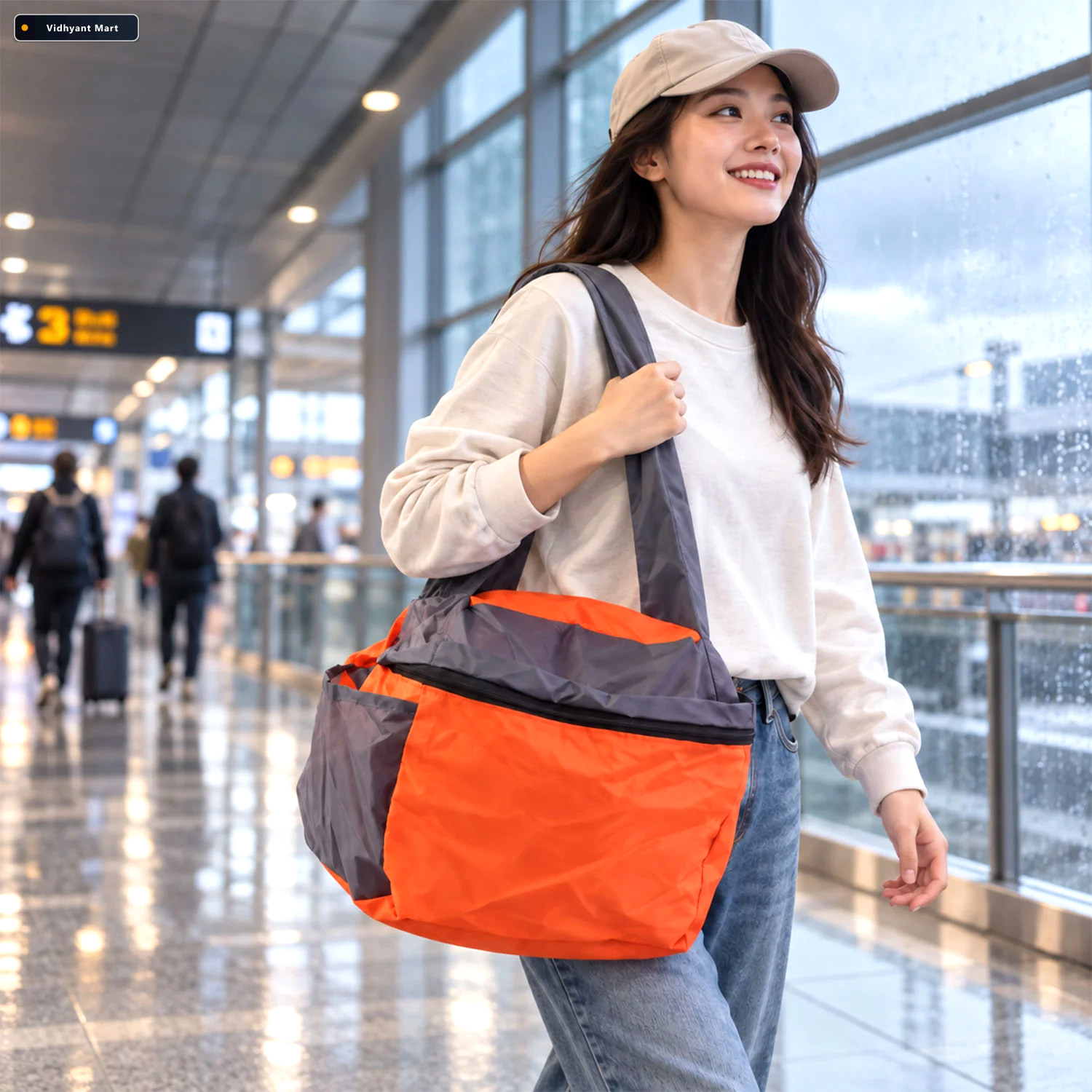 Vidhyant Mart Travel Tote Carry Bag With Double Zippers And Shou 2