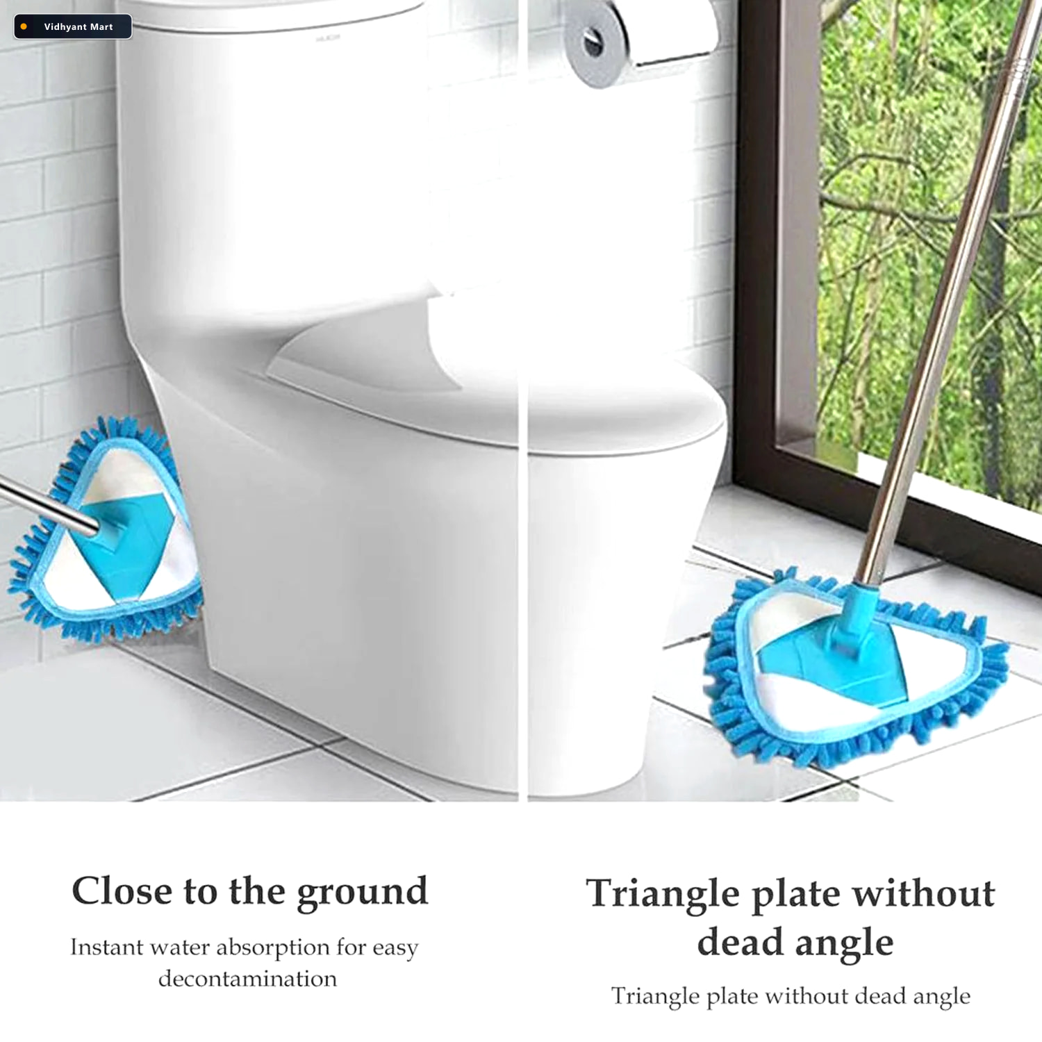 Vidhyant Mart Triangle Mop Adjustable Stainless Steel For Wet Dr 3
