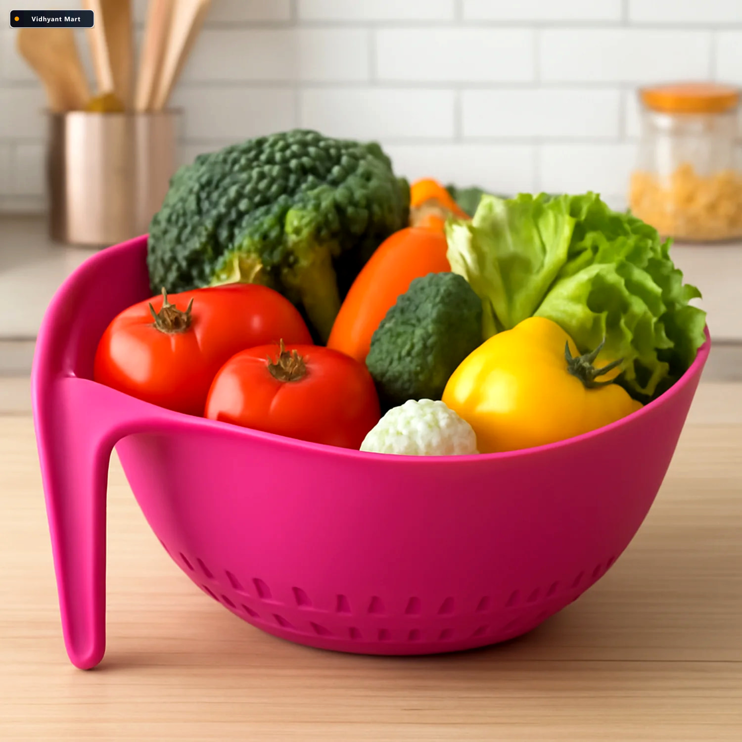 Vidhyant Mart Triangular Kitchen Colander Ergonomic Handle Quick 2