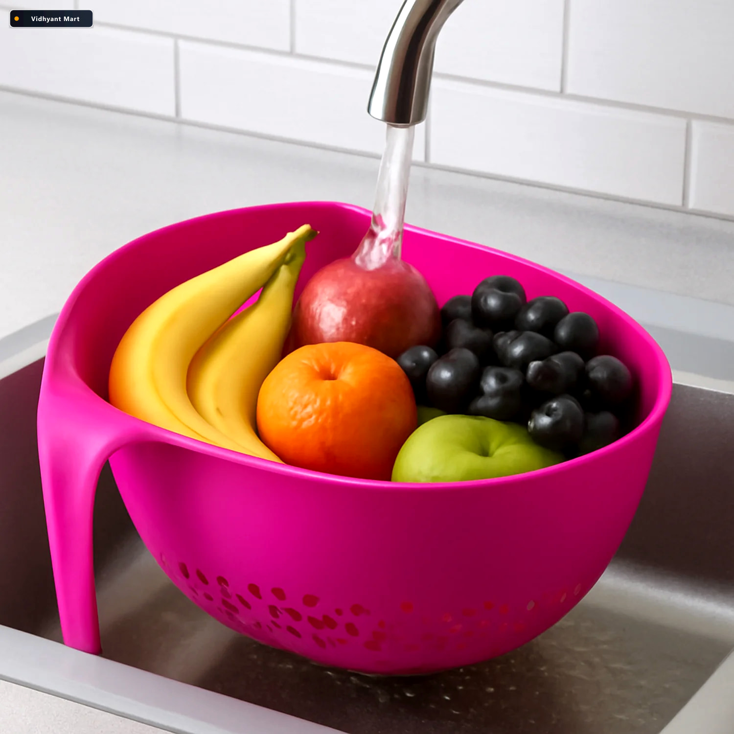 Vidhyant Mart Triangular Kitchen Colander Ergonomic Handle Quick 3