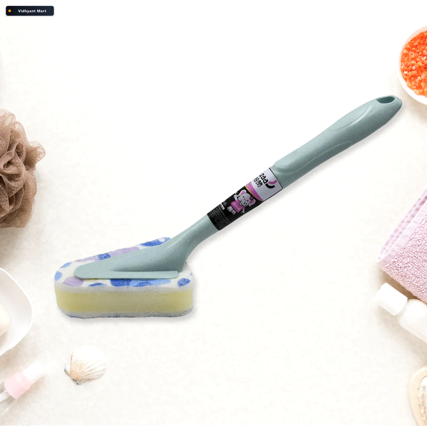 Vidhyant Mart Triangular Sponge Brush Long Handle Kitchen Bathro 4