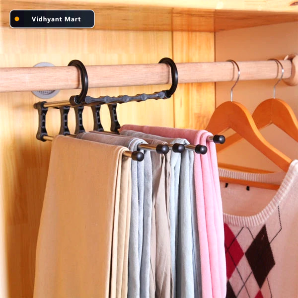Vidhyant Mart Trouser Hanger Organizer Adjustable 5 In 1 Space S 1