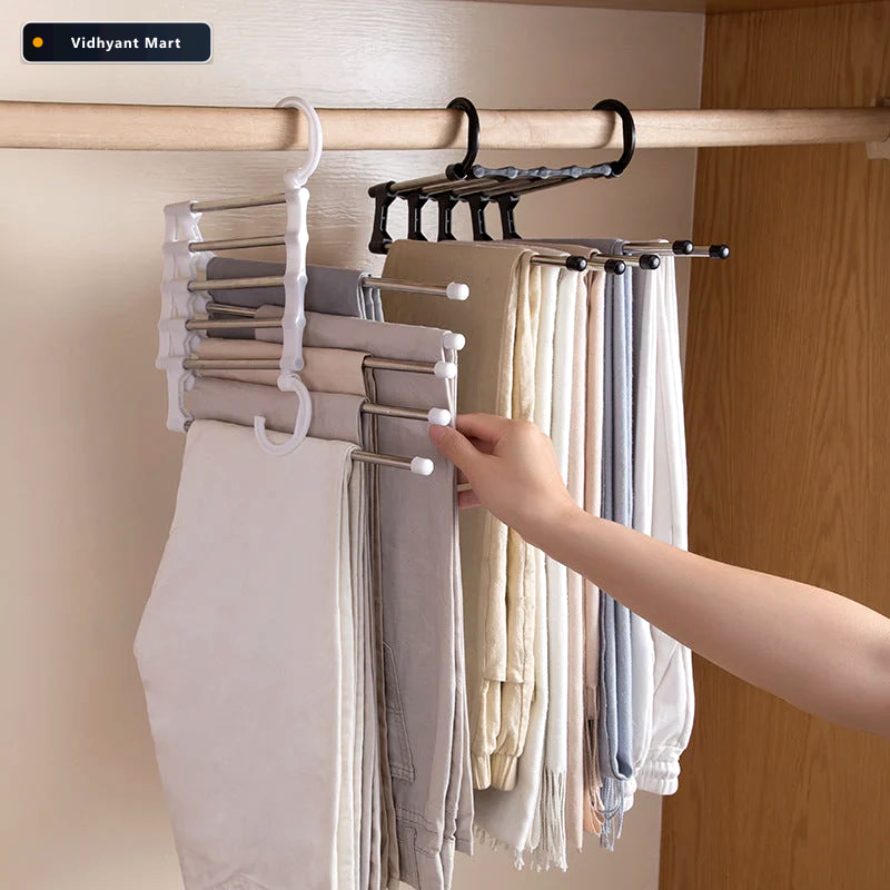 Vidhyant Mart Trouser Hanger Organizer Adjustable 5 In 1 Space S 4