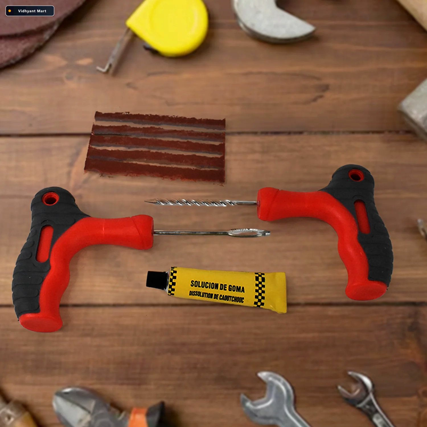 Vidhyant Mart Tubeless Tyre Puncture Repair Kit 4 In 1 Durable T 3