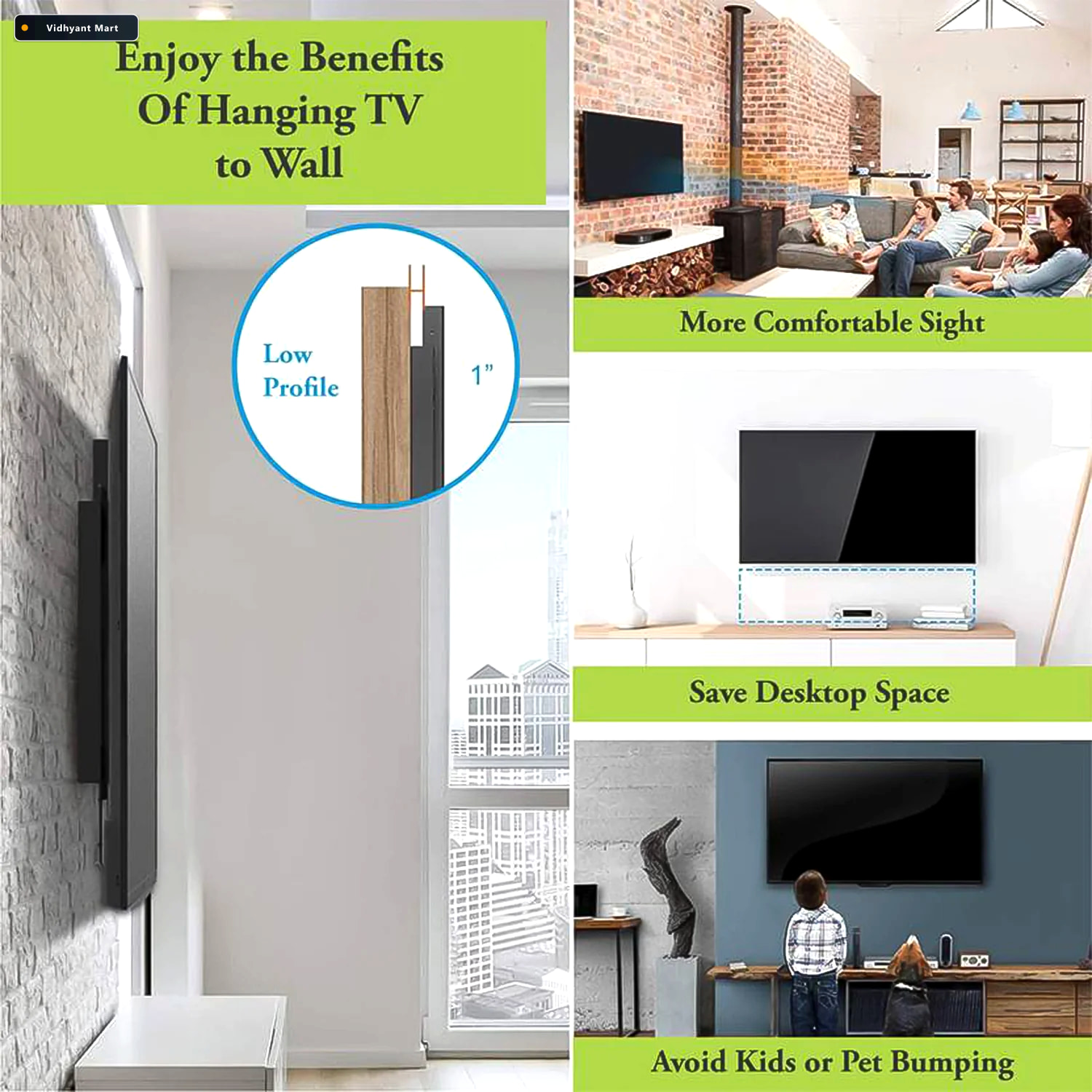 Vidhyant Mart Tv Wall Mount Bracket Heavy Duty Adjustable Metal 3