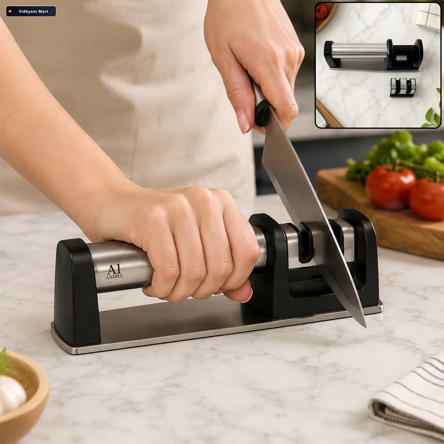 Vidhyant Mart Two Stage Manual Knife Sharpener With Coarse And F 1