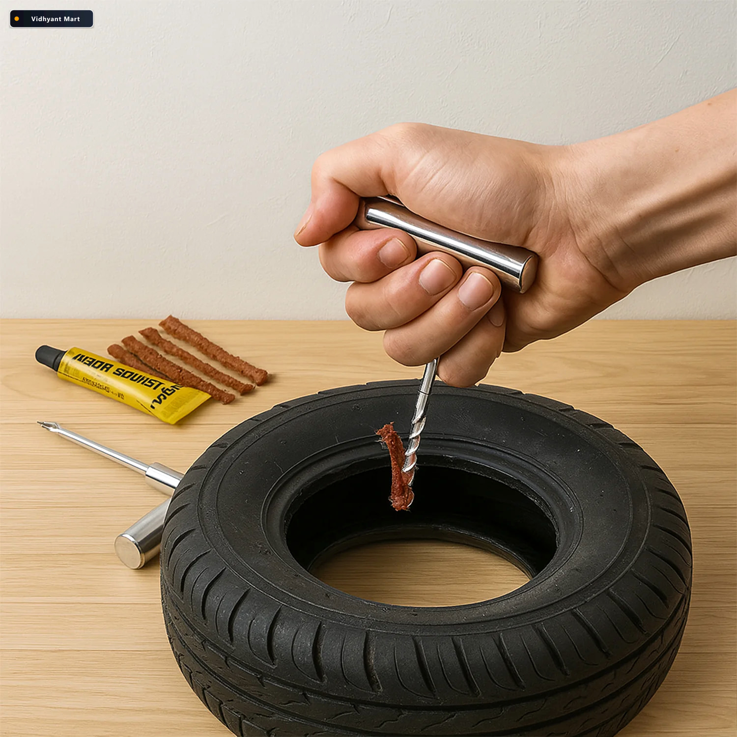 Vidhyant Mart Tyre Repair Kit Essential Tubeless Puncture Fix Ar 2