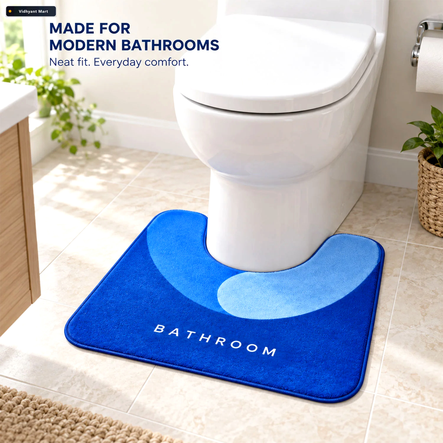 Vidhyant Mart U Shape Toilet Contour Mat Anti Skid Absorbent Com 2
