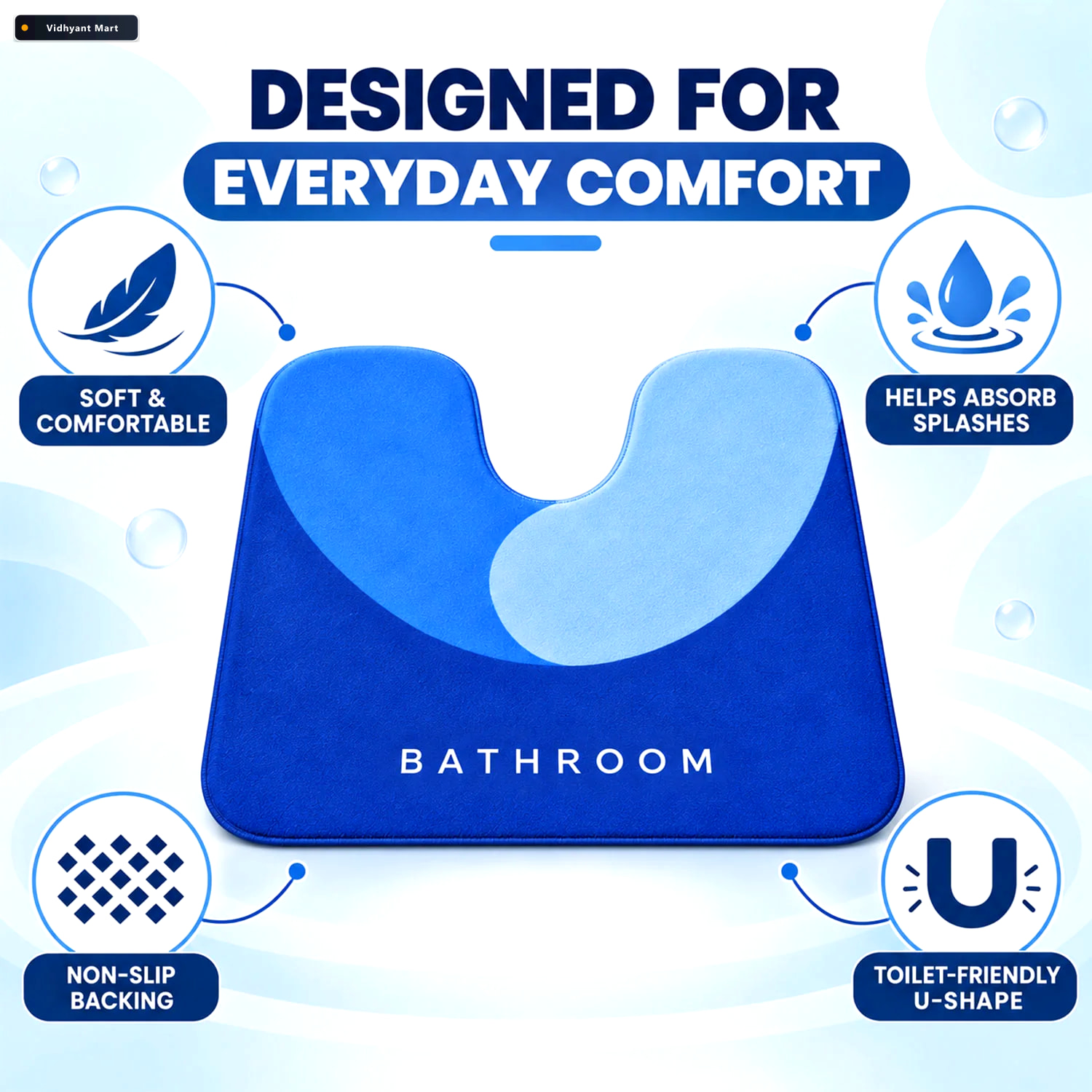 Vidhyant Mart U Shape Toilet Contour Mat Anti Skid Absorbent Com 3