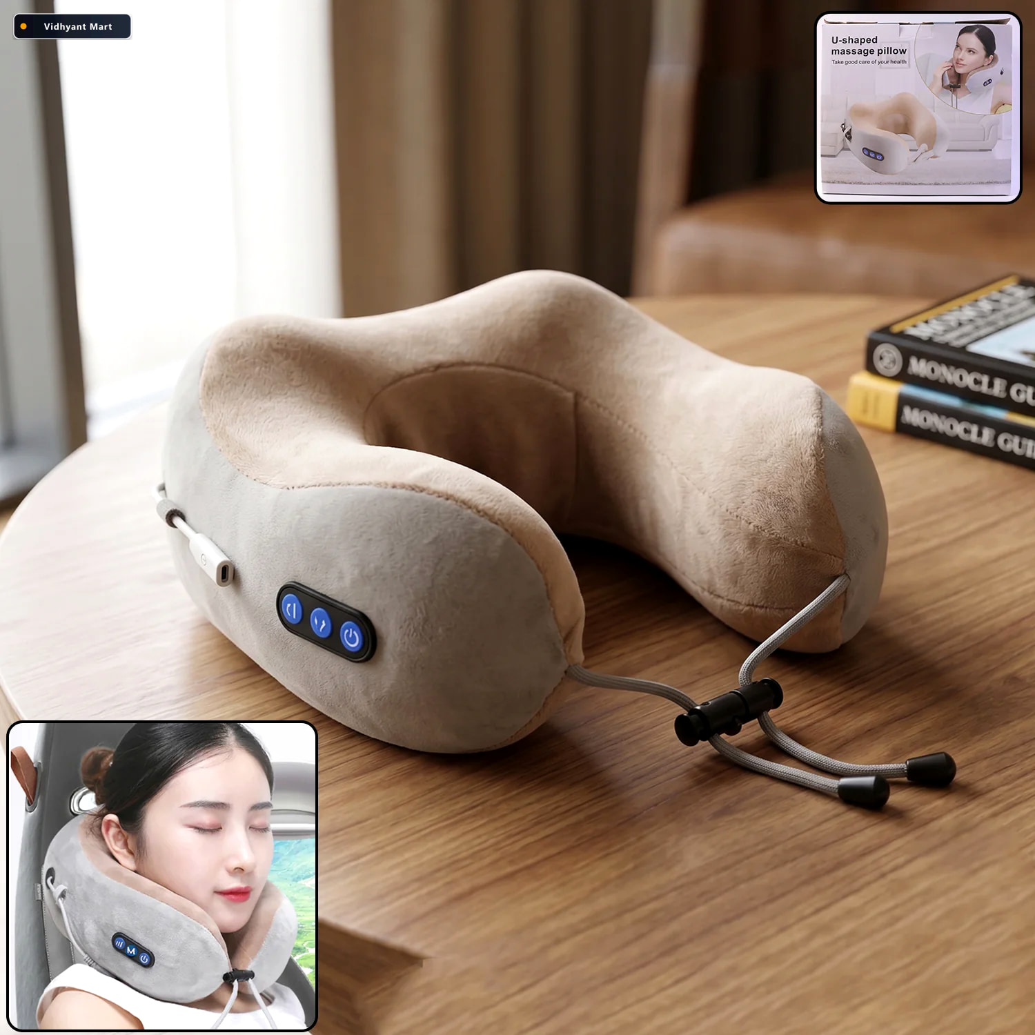 Vidhyant Mart U Shaped Electric Neck Massage Pillow Cordless Rec 1