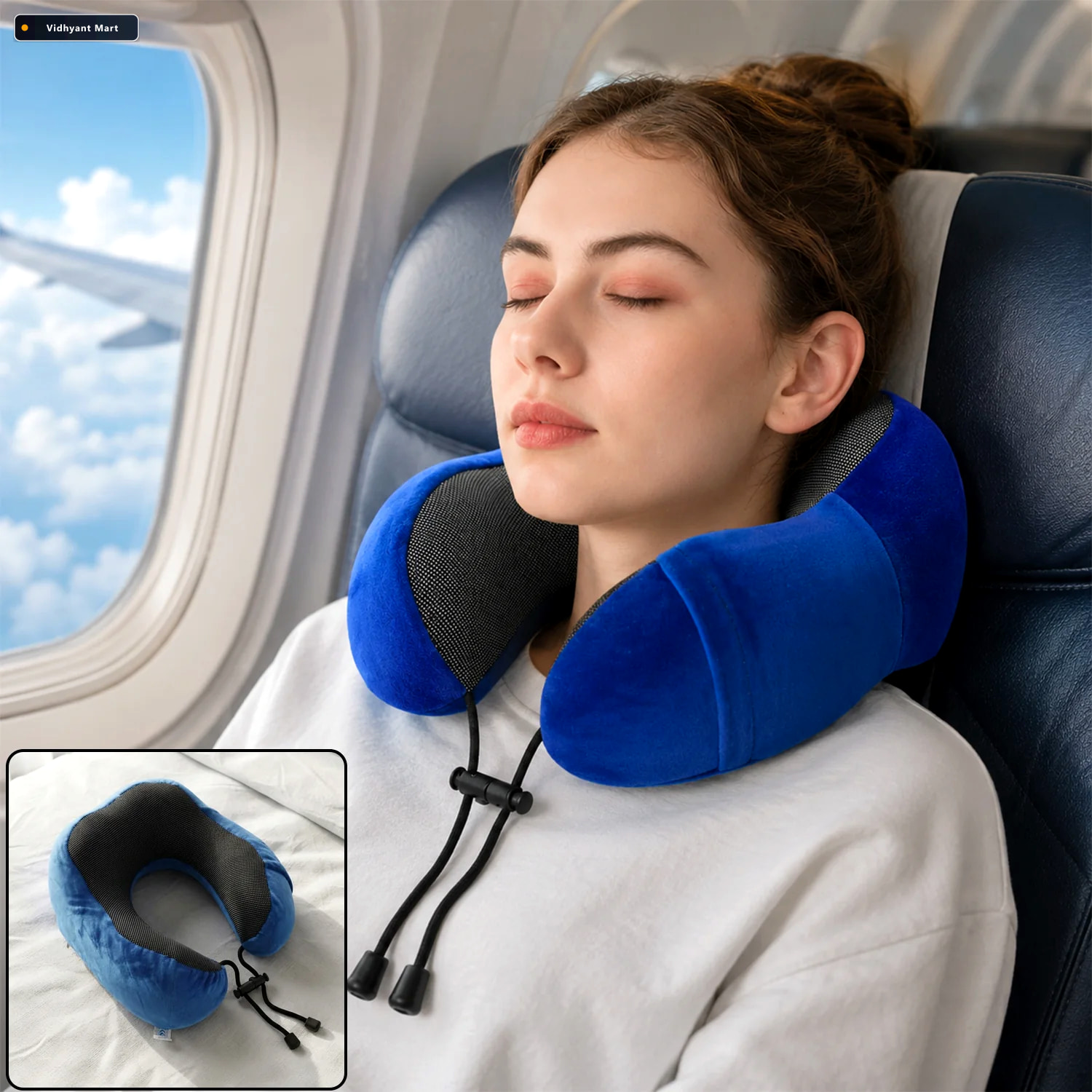 Vidhyant Mart U Shaped Travel Neck Pillow With Adjustable Closur 1