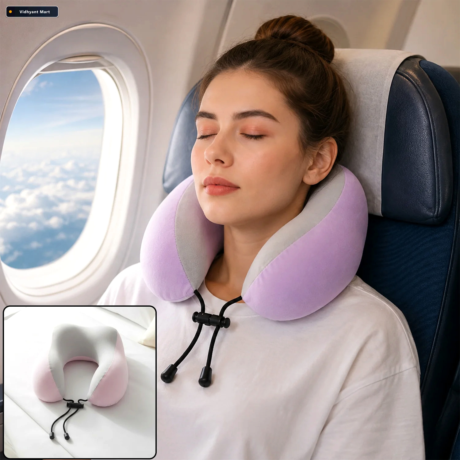 Vidhyant Mart U Shaped Travel Neck Pillow With Ergonomic Support 1
