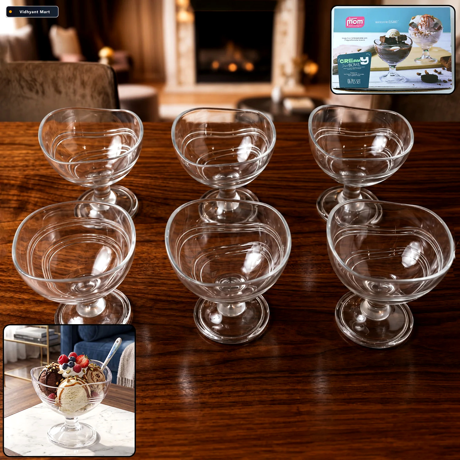 Vidhyant Mart Unbreakable Creamy Dessert Bowls Elegant Durable C 3
