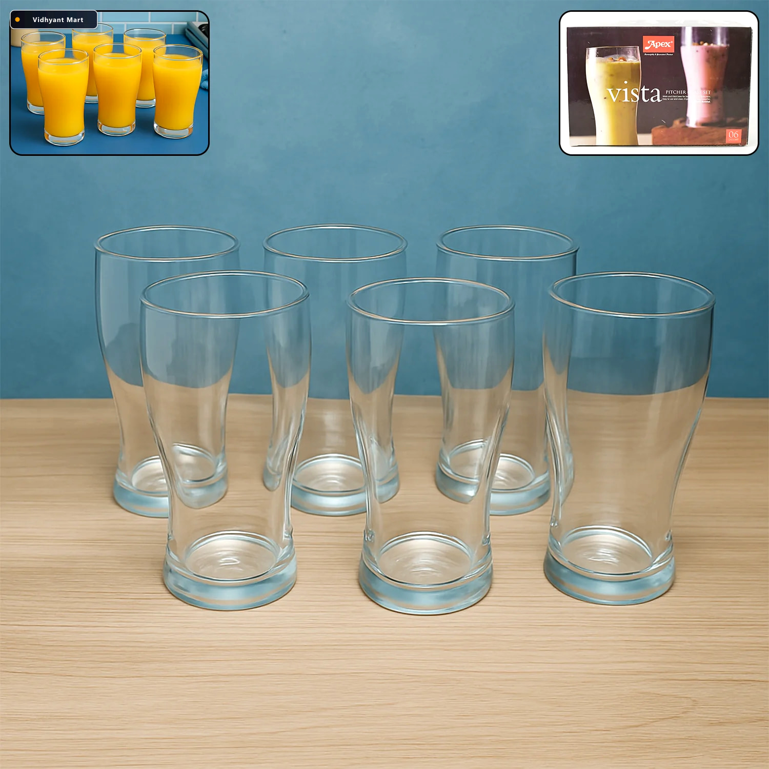 Vidhyant Mart Unbreakable Pitcher Glass Set Vista 350 Ml 6 Piece 1