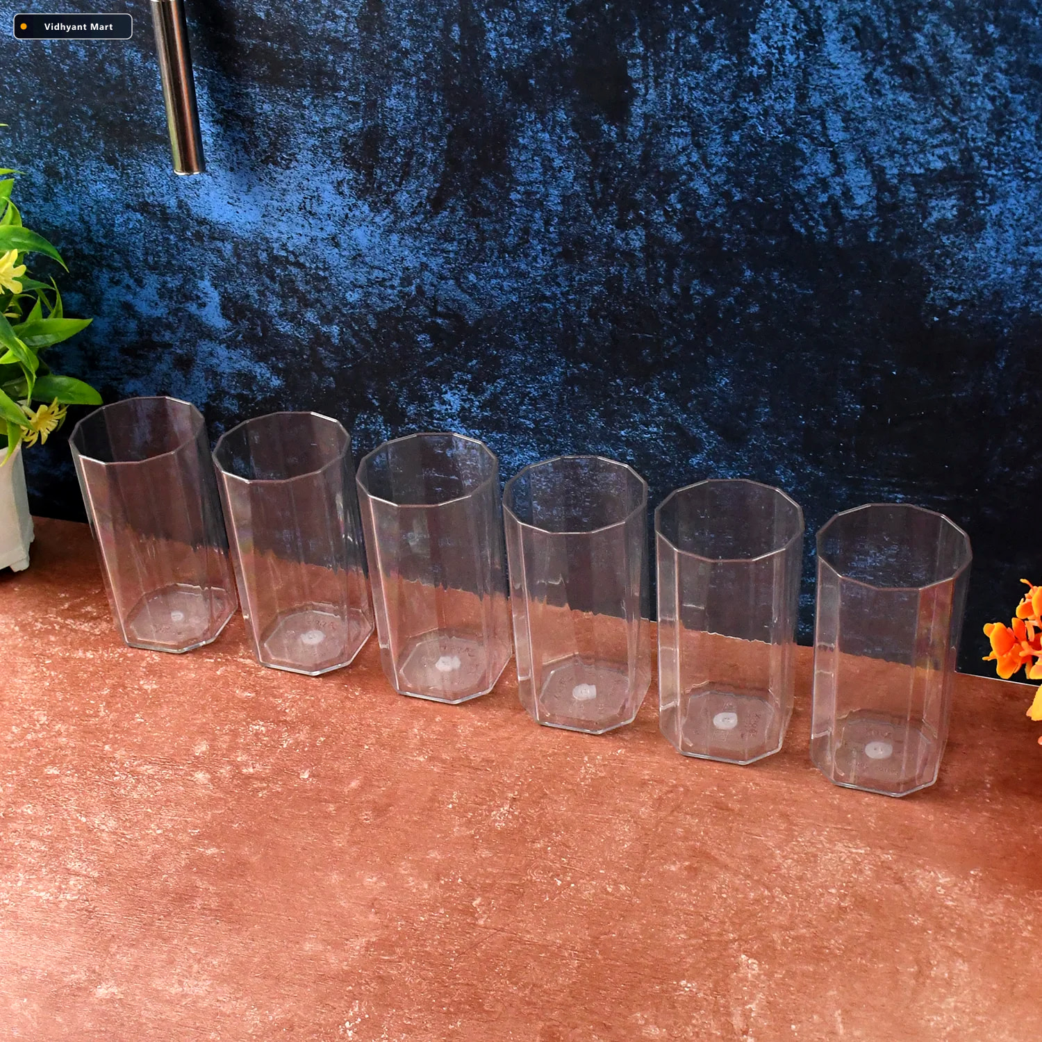 Vidhyant Mart Unbreakable Plastic Drinking Glasses Set Of 6 Clea 3