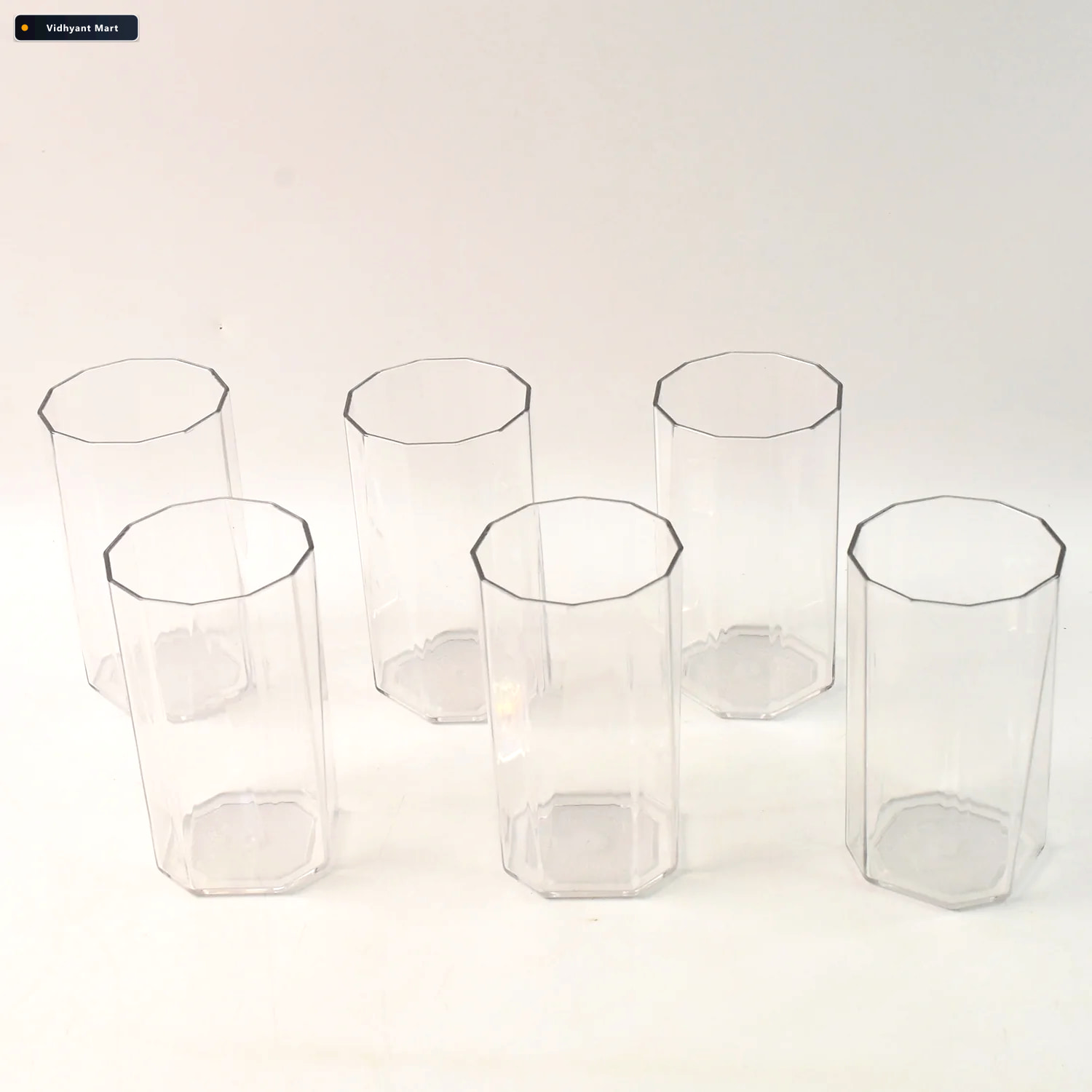 Vidhyant Mart Unbreakable Plastic Drinking Glasses Set Of 6 Clea 4
