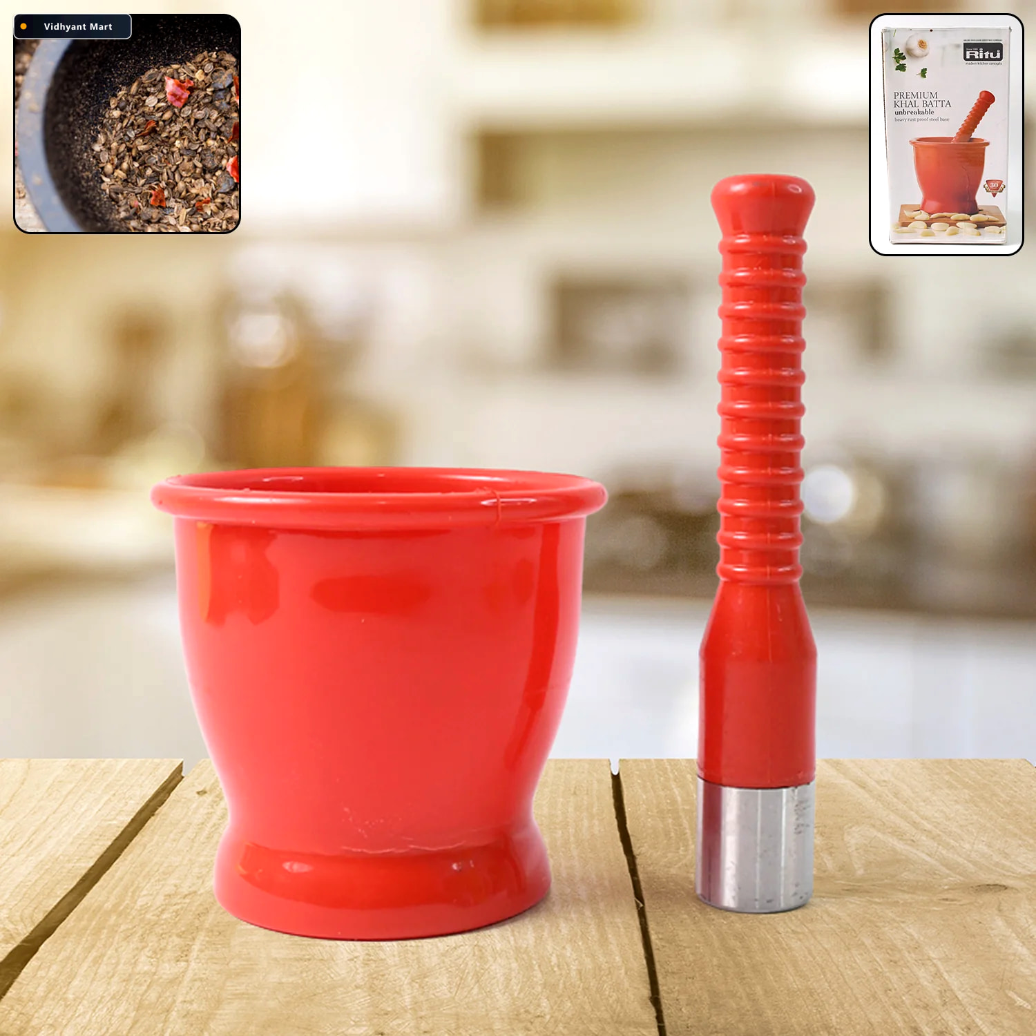 Vidhyant Mart Unbreakable Plastic Khal Batta Set Heavy Duty Manu 1