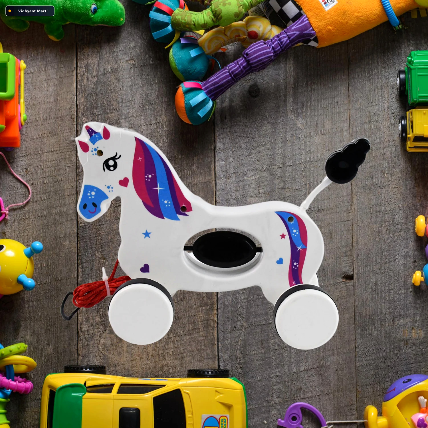 Vidhyant Mart Unicorn Pull Along Toy Encourages Toddler Walking 3