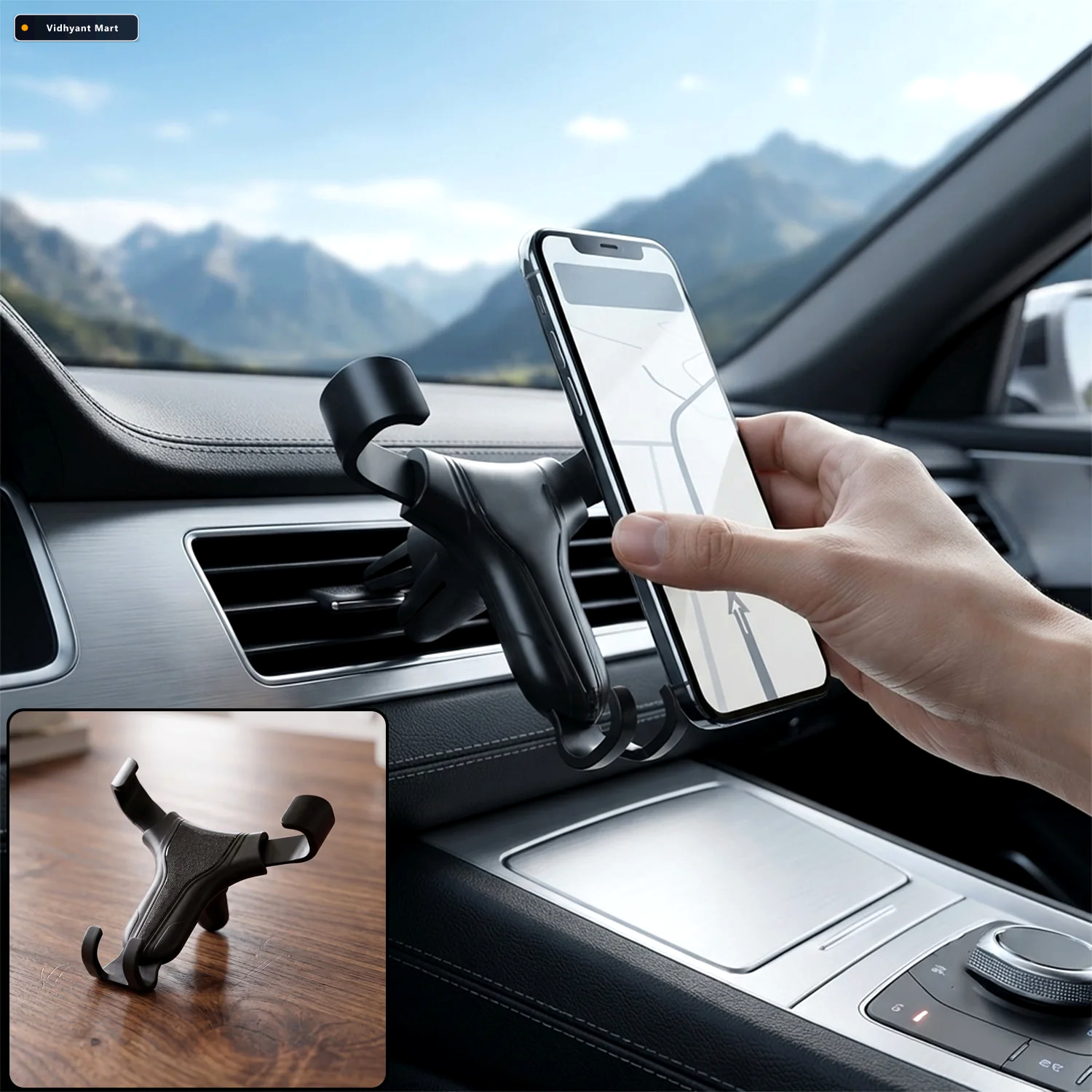 Vidhyant Mart Universal Adjustable Car Phone Holder With Gravity 1