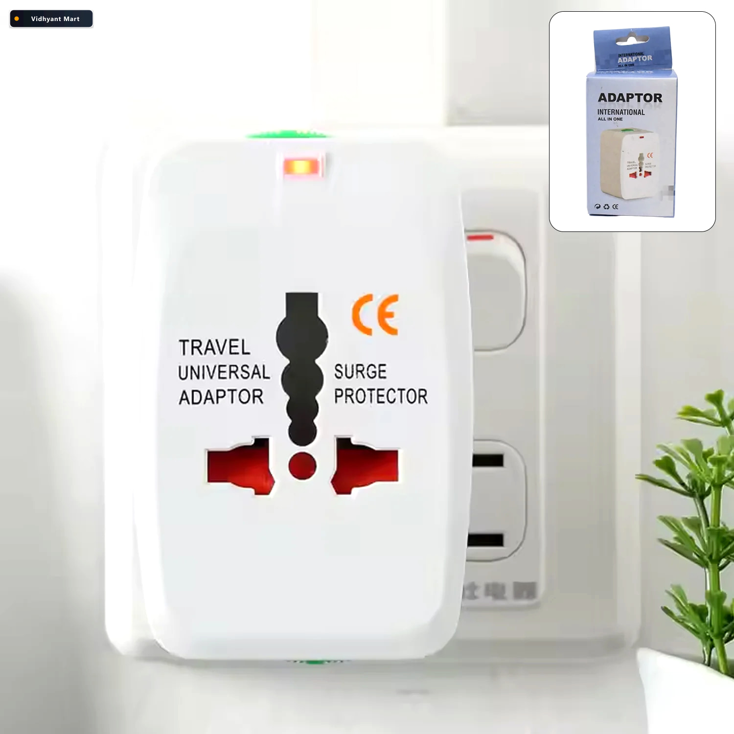 Vidhyant Mart Universal Travel Adapter Compact Surge Protection 1