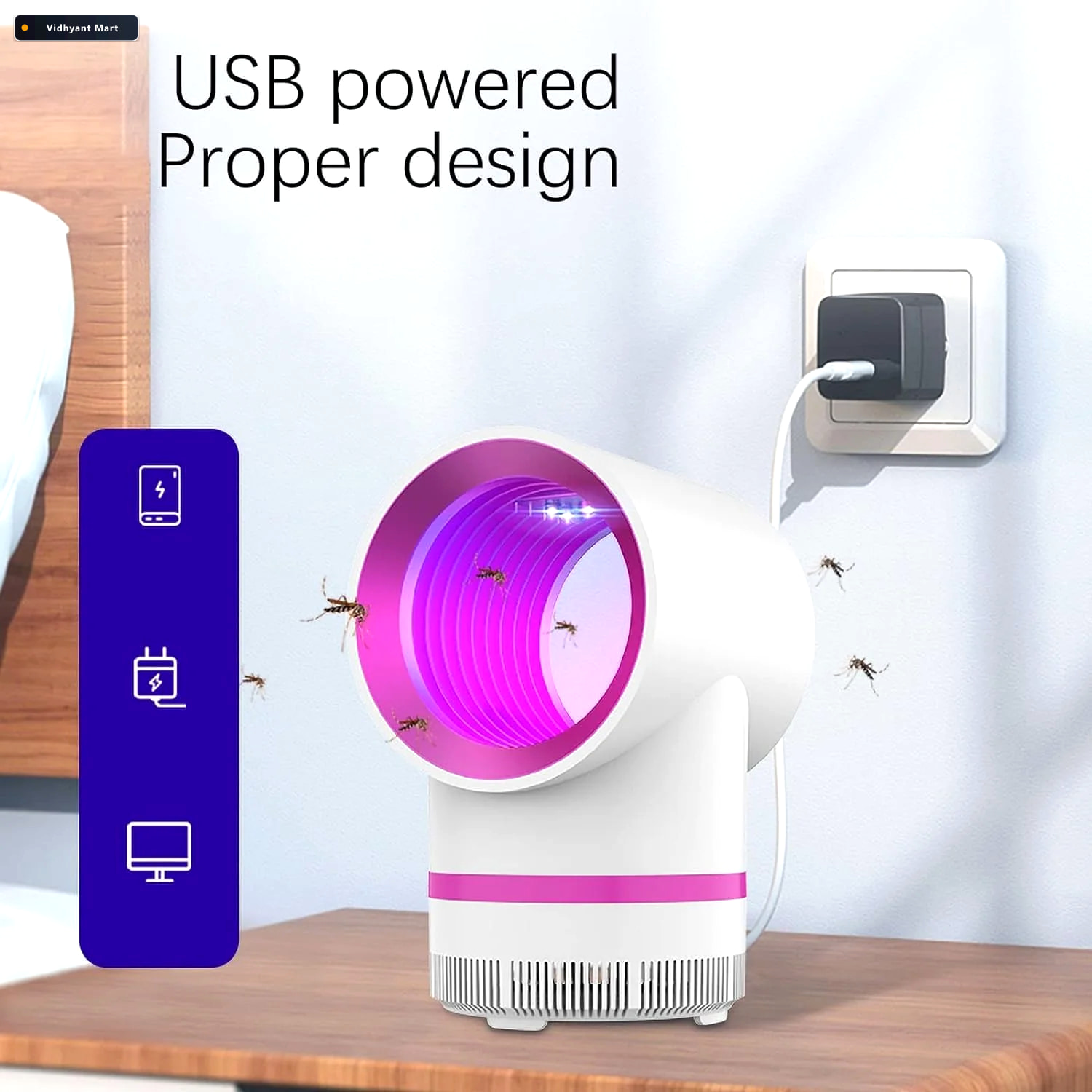 Vidhyant Mart Usb Electric Mosquito Killer Lamp Silent Baby Safe 3