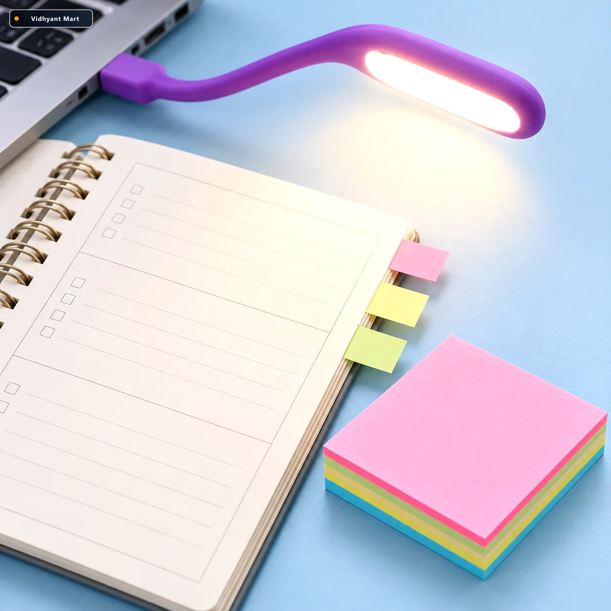 Vidhyant Mart Usb Flexible Led Desk Light Multicolour Sticky Not 3