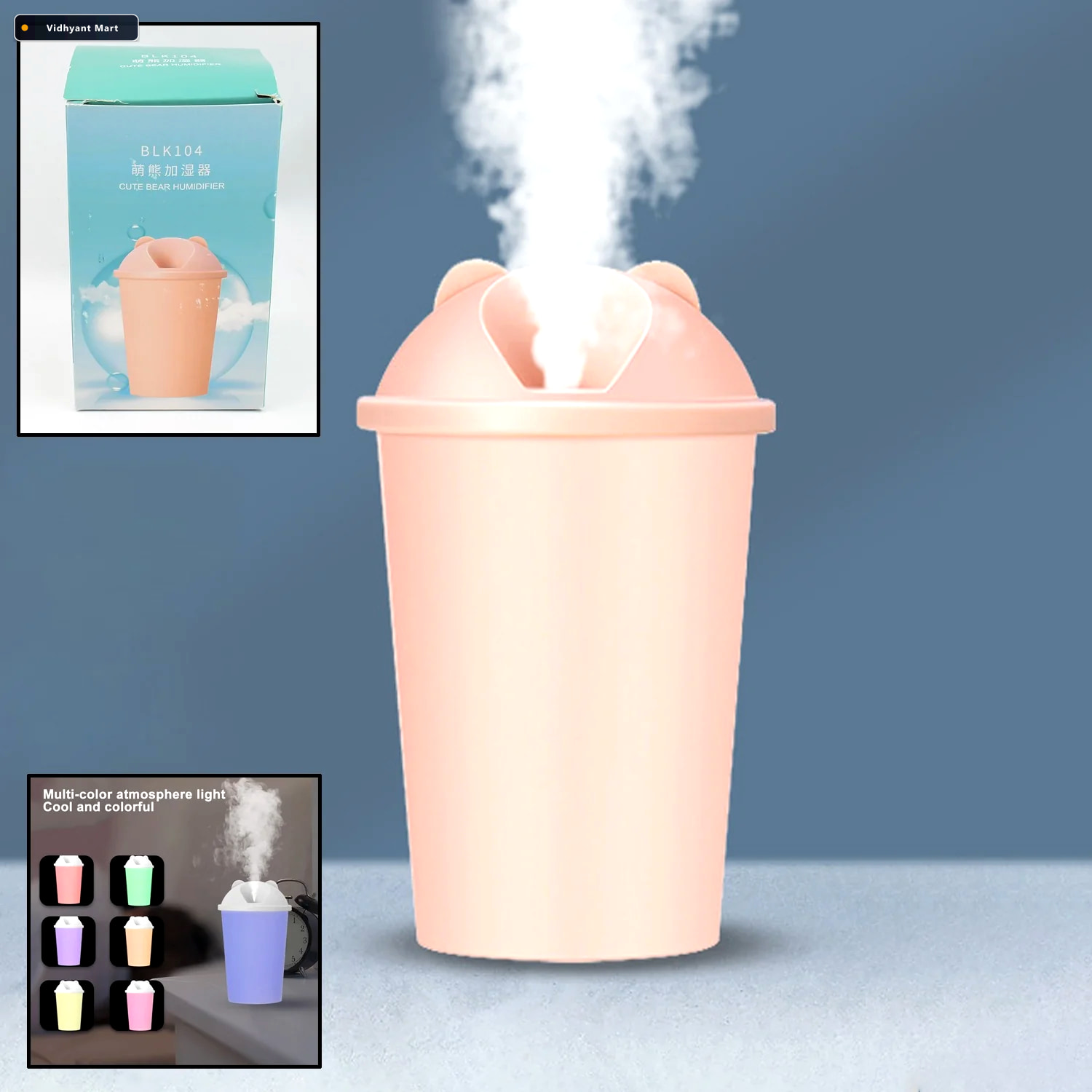 Vidhyant Mart Usb Humidifier Cute Bear Led Air Mist Diffuser For 3