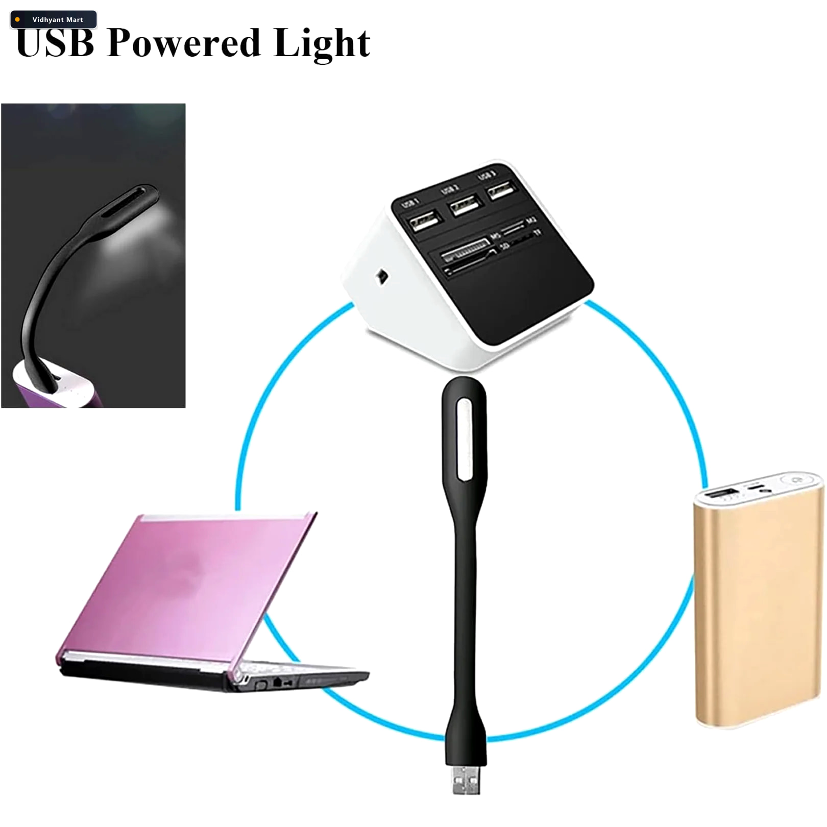 Vidhyant Mart Usb Led Light Lamp Flexible Eye Safe Portable Indo 3