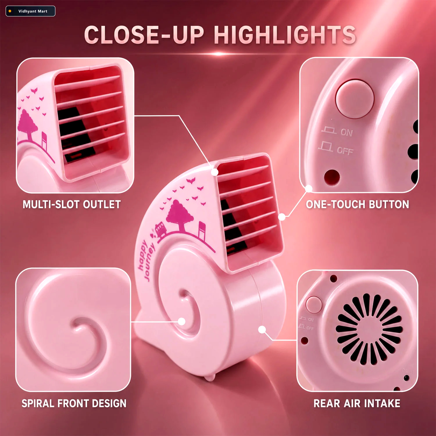 Vidhyant Mart Usb Mini Fan Portable Quiet Bright For Any Desk Vo 3