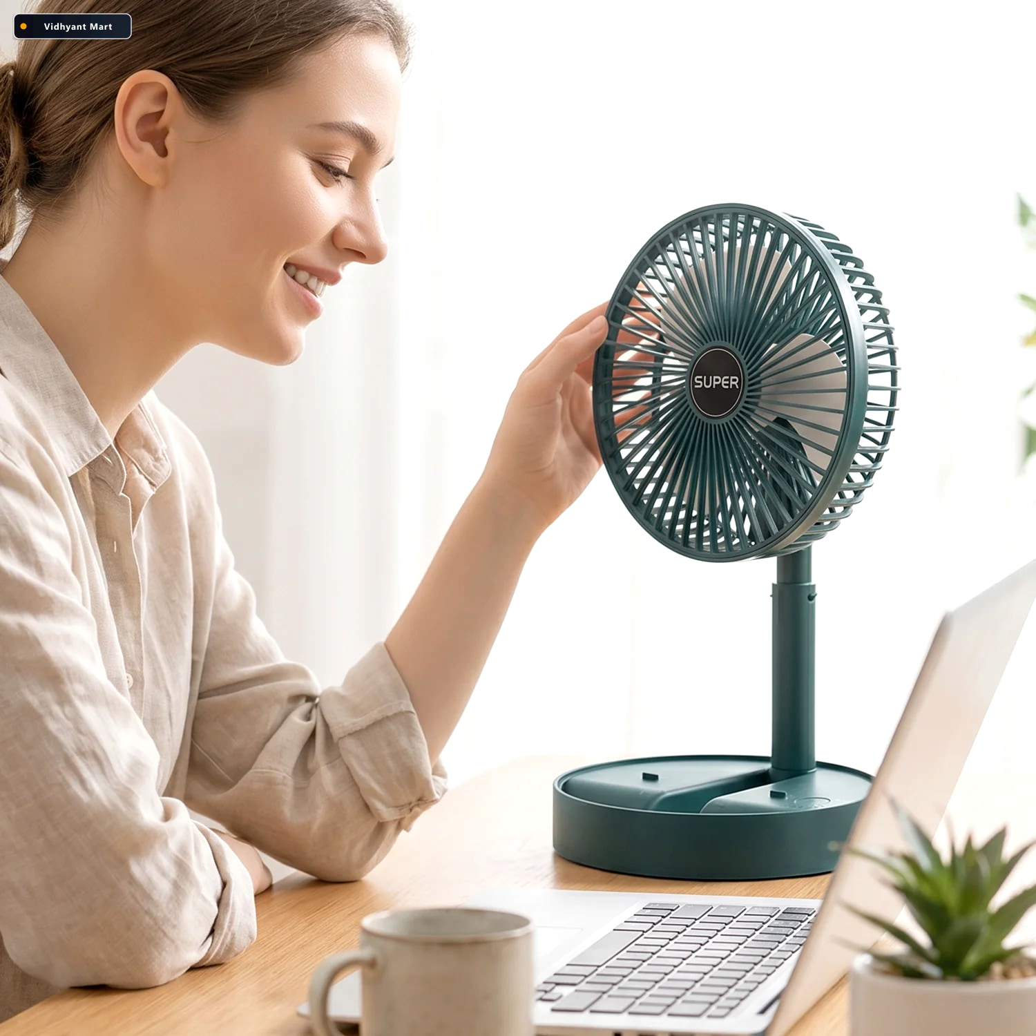Vidhyant Mart Usb Powered Adjustable Height Table Fan For Desk H 2