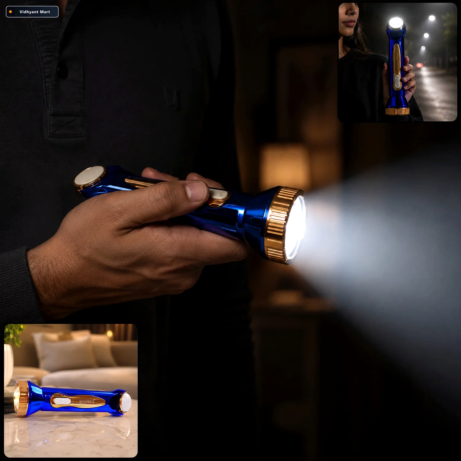 Vidhyant Mart Usb Rechargeable 2 In 1 Led Flashlight With Soft L 1