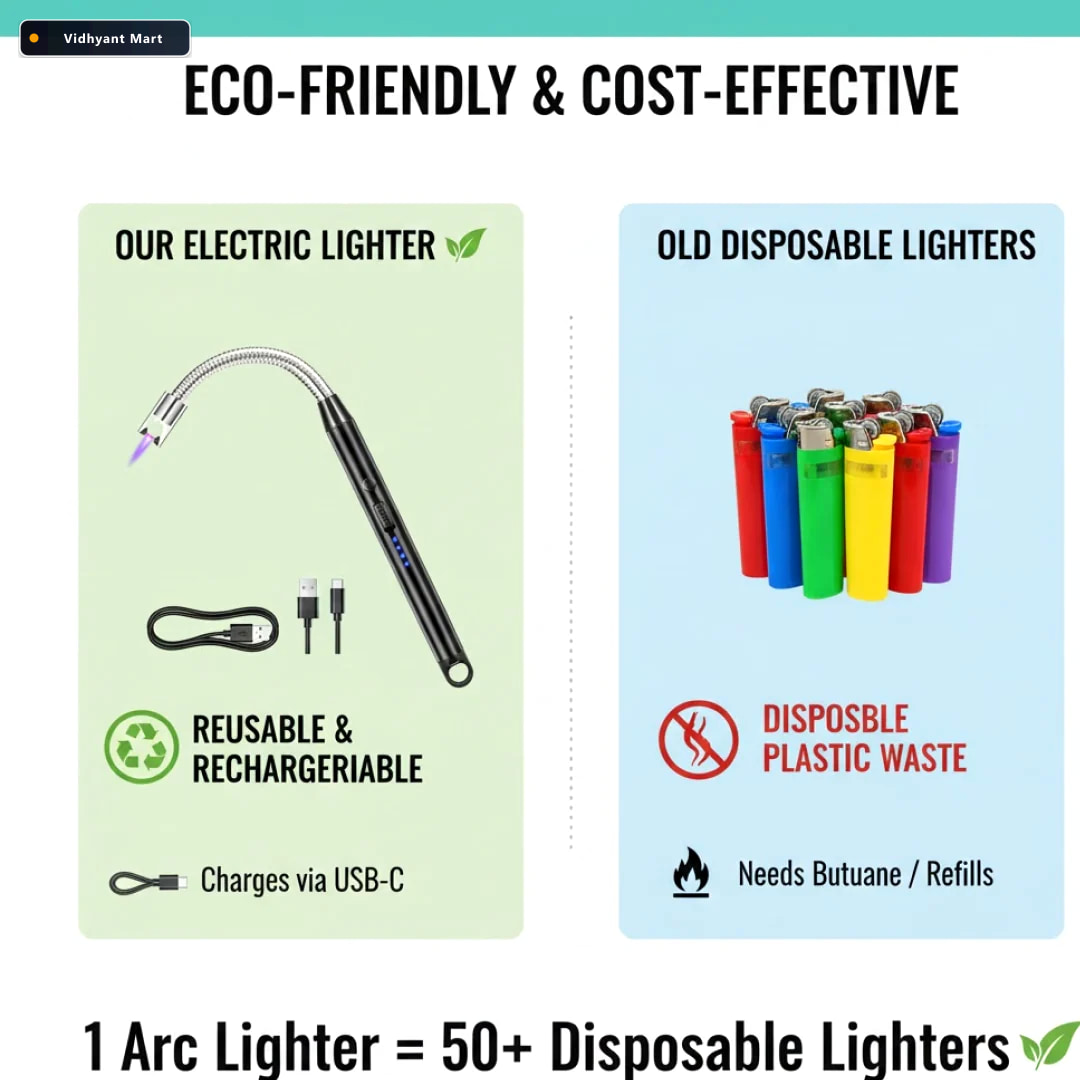 Vidhyant Mart Usb Rechargeable Electric Arc Lighter Flexible Win 3