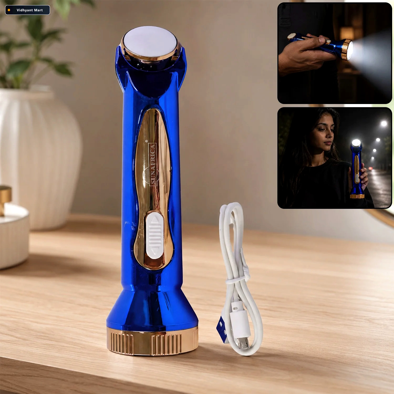 Vidhyant Mart Usb Rechargeable Led Flashlight For Travel With La 1