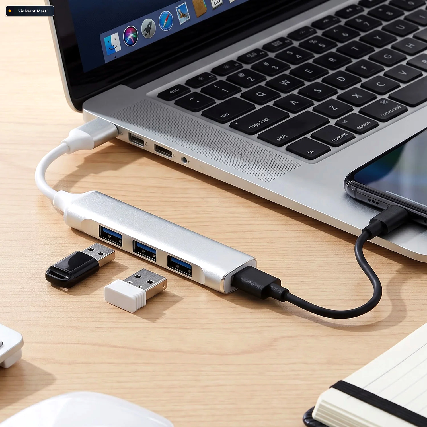 Vidhyant Mart Usb To Four Port Usb Hub Multi Interface Adapter F 2