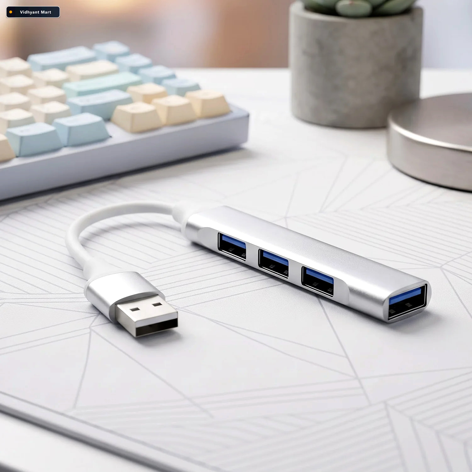 Vidhyant Mart Usb To Four Port Usb Hub Multi Interface Adapter F 3