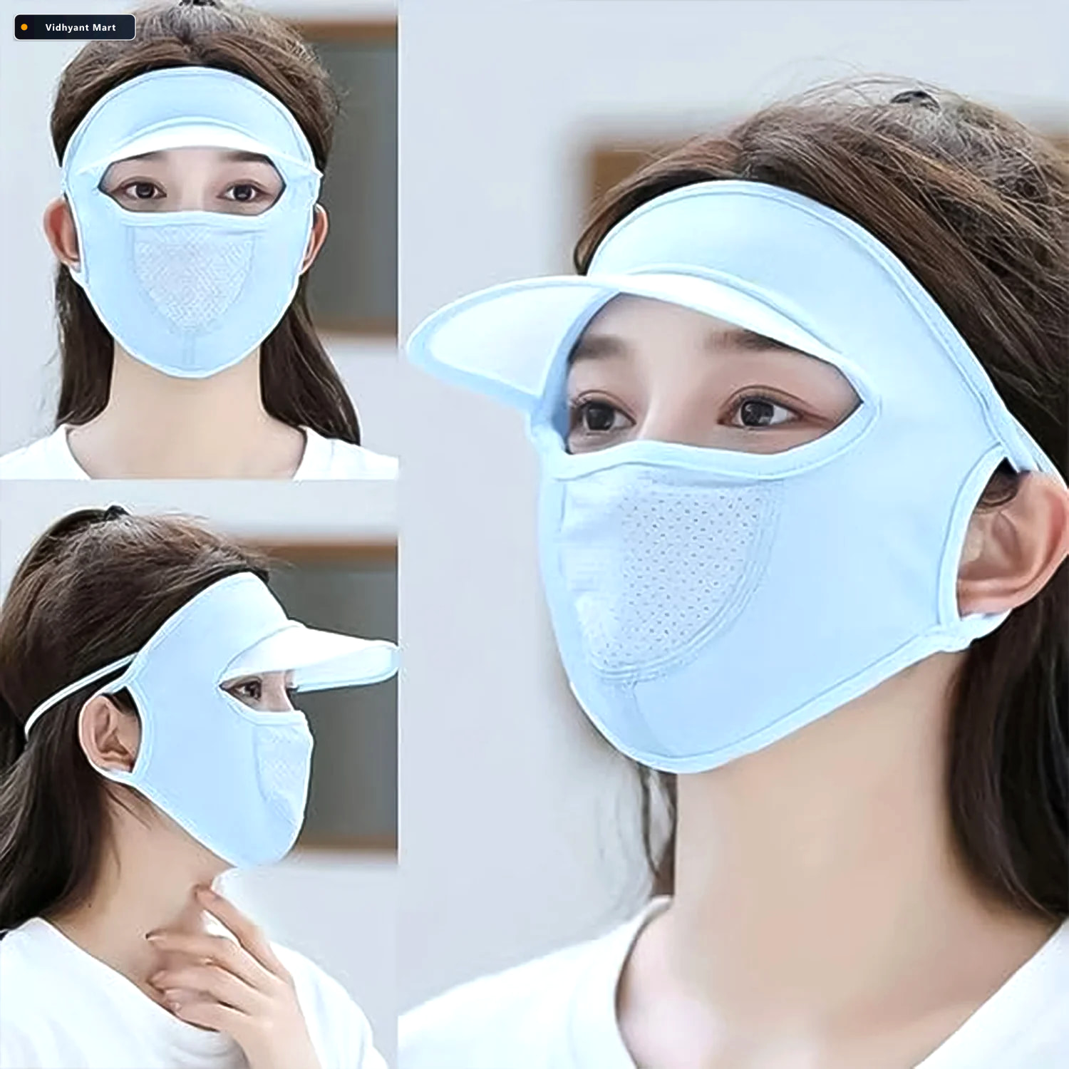 Vidhyant Mart Uv Protection Cap Full Face Sun Dust Shield For Wo 1